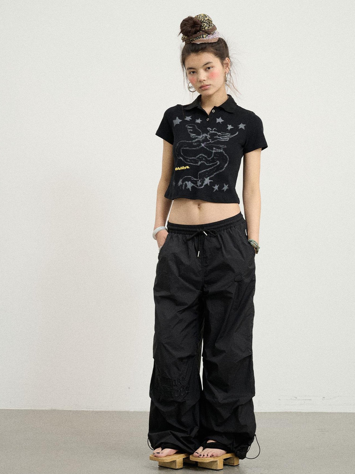 Achihara Digital Dragon Polo Tee V-neck T-shirt Long-Sleeve