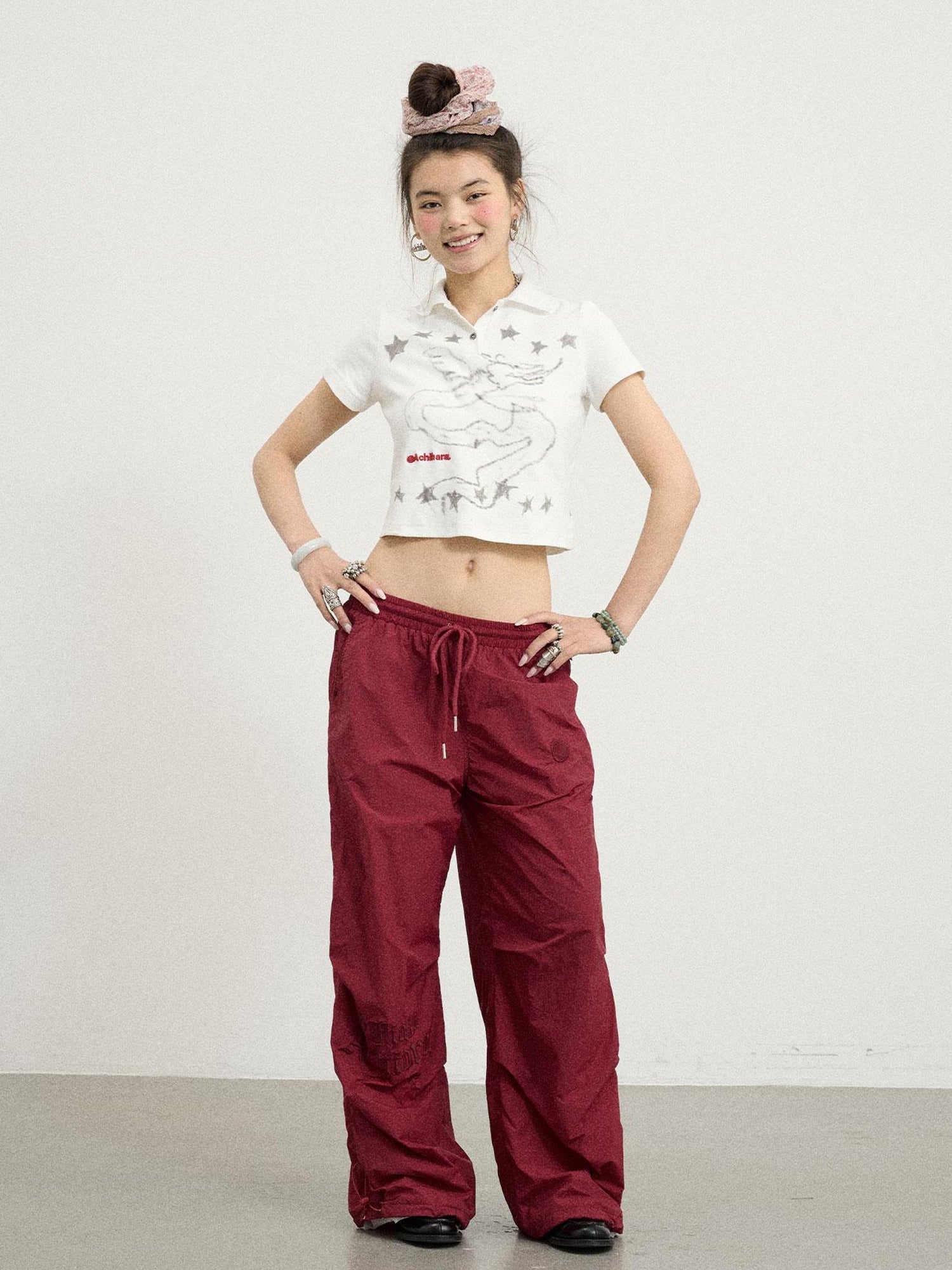 Achihara Digital Dragon Polo Tee V-neck T-shirt Long-Sleeve