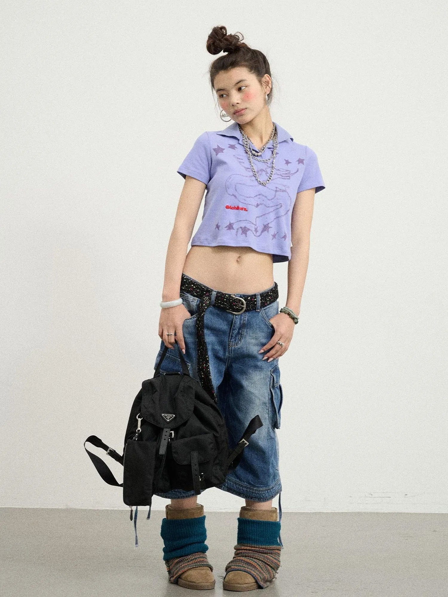 Digital Dragon Polo Tee V-neck T-shirt Long-Sleeve