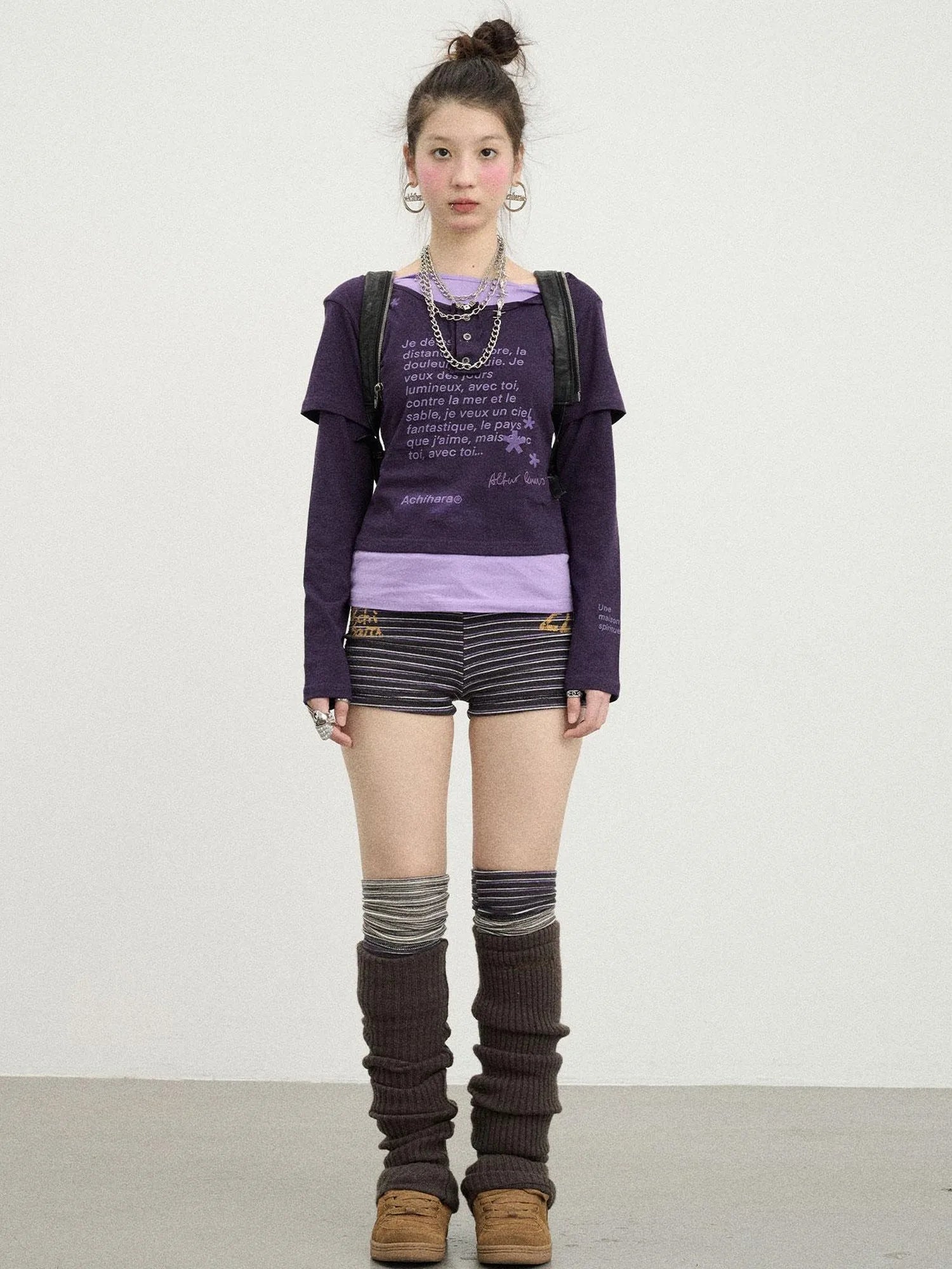 Distressed Love Letter Print Long Sleeve Tee