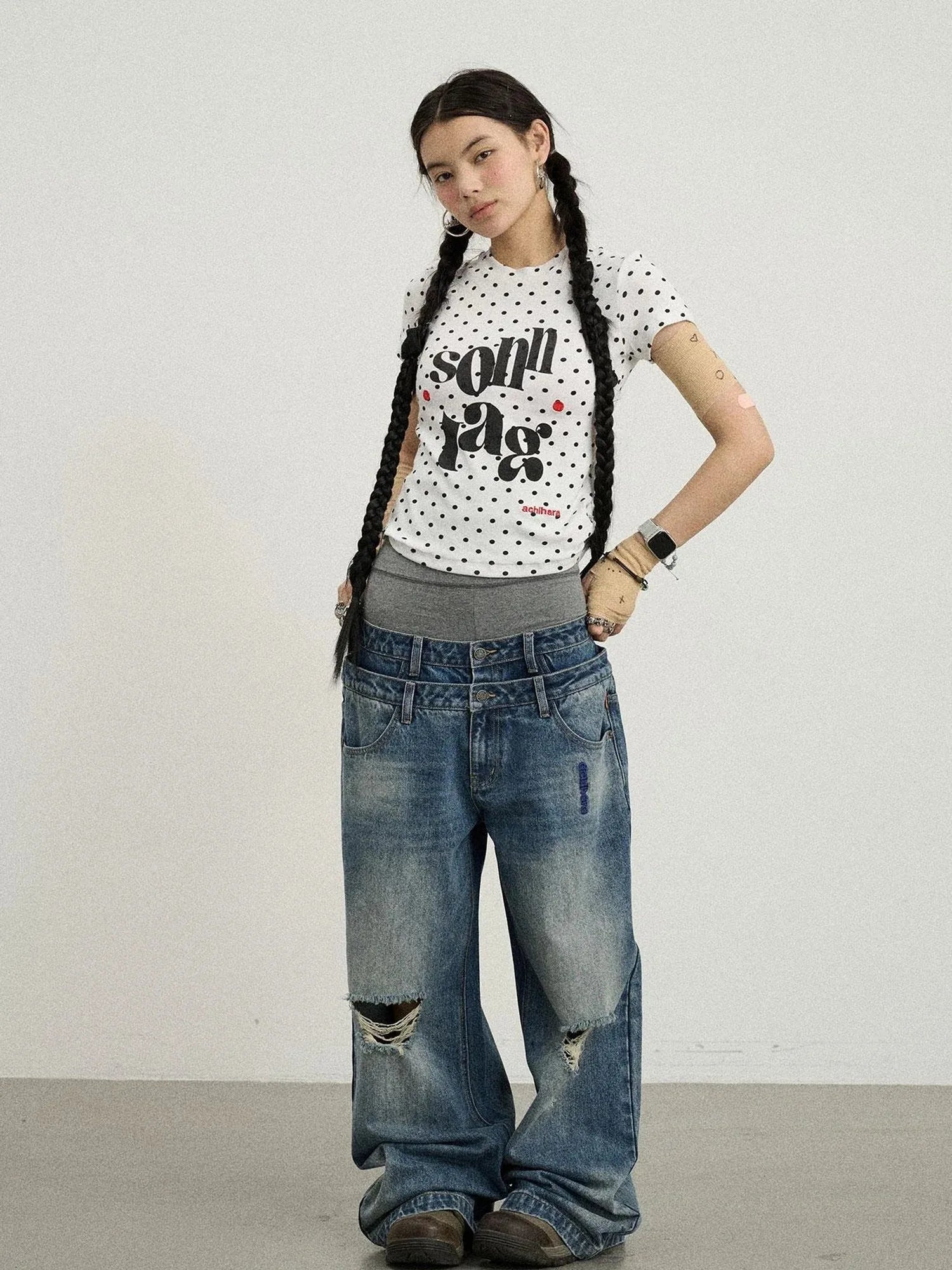 Double-Decker Distressed Jeans