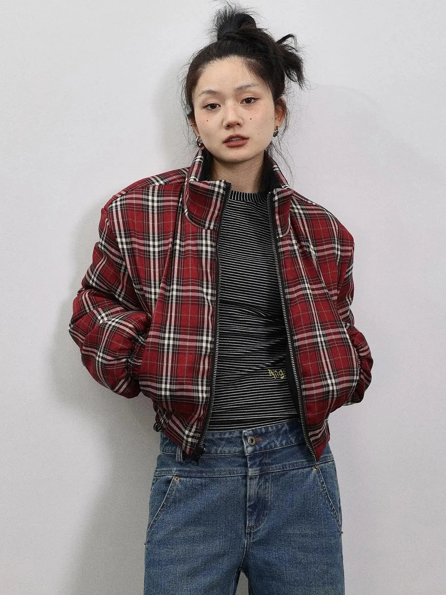 Double Face Plaid Quilted Jacket
