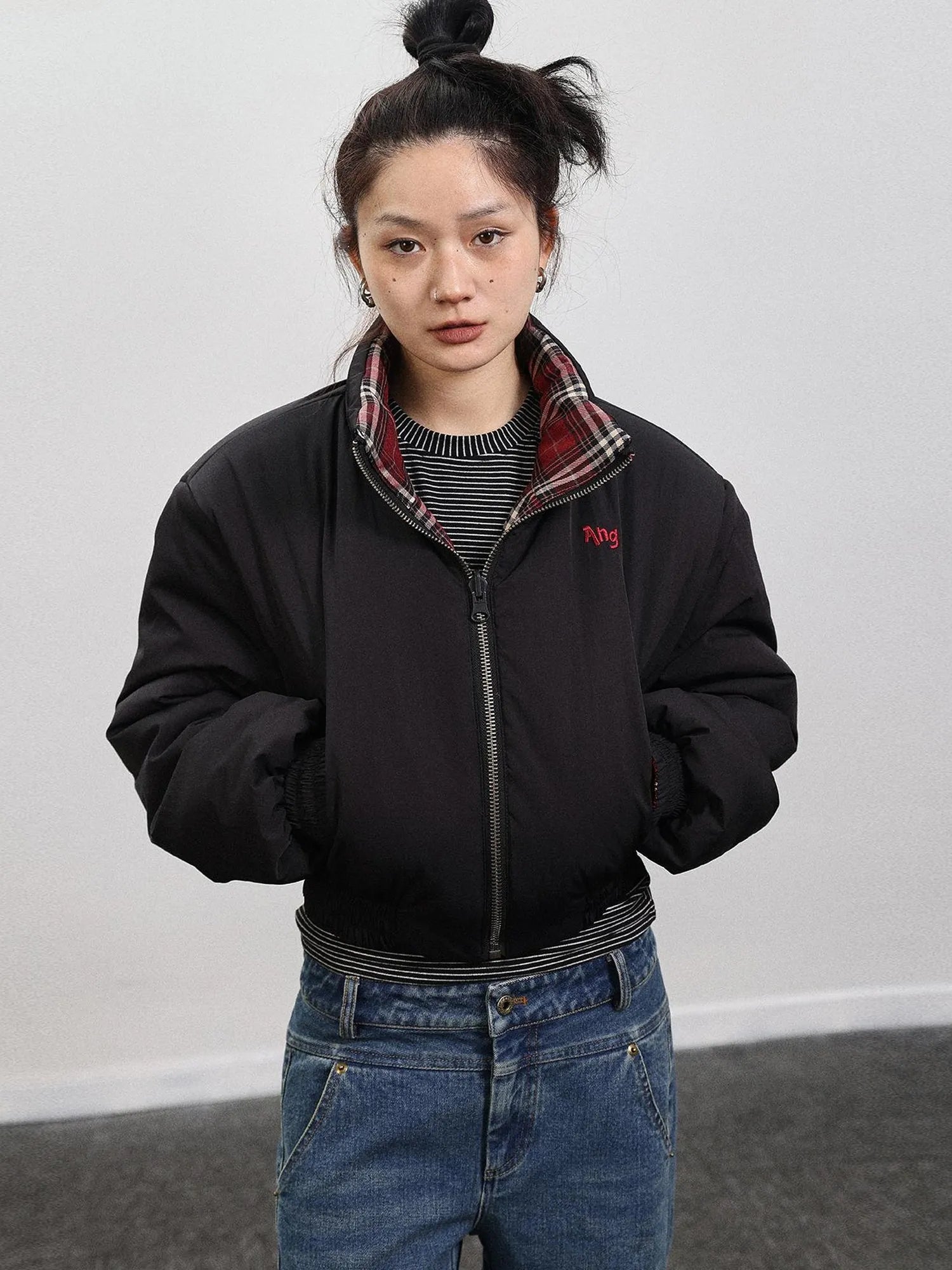 Double Face Plaid Quilted Jacket