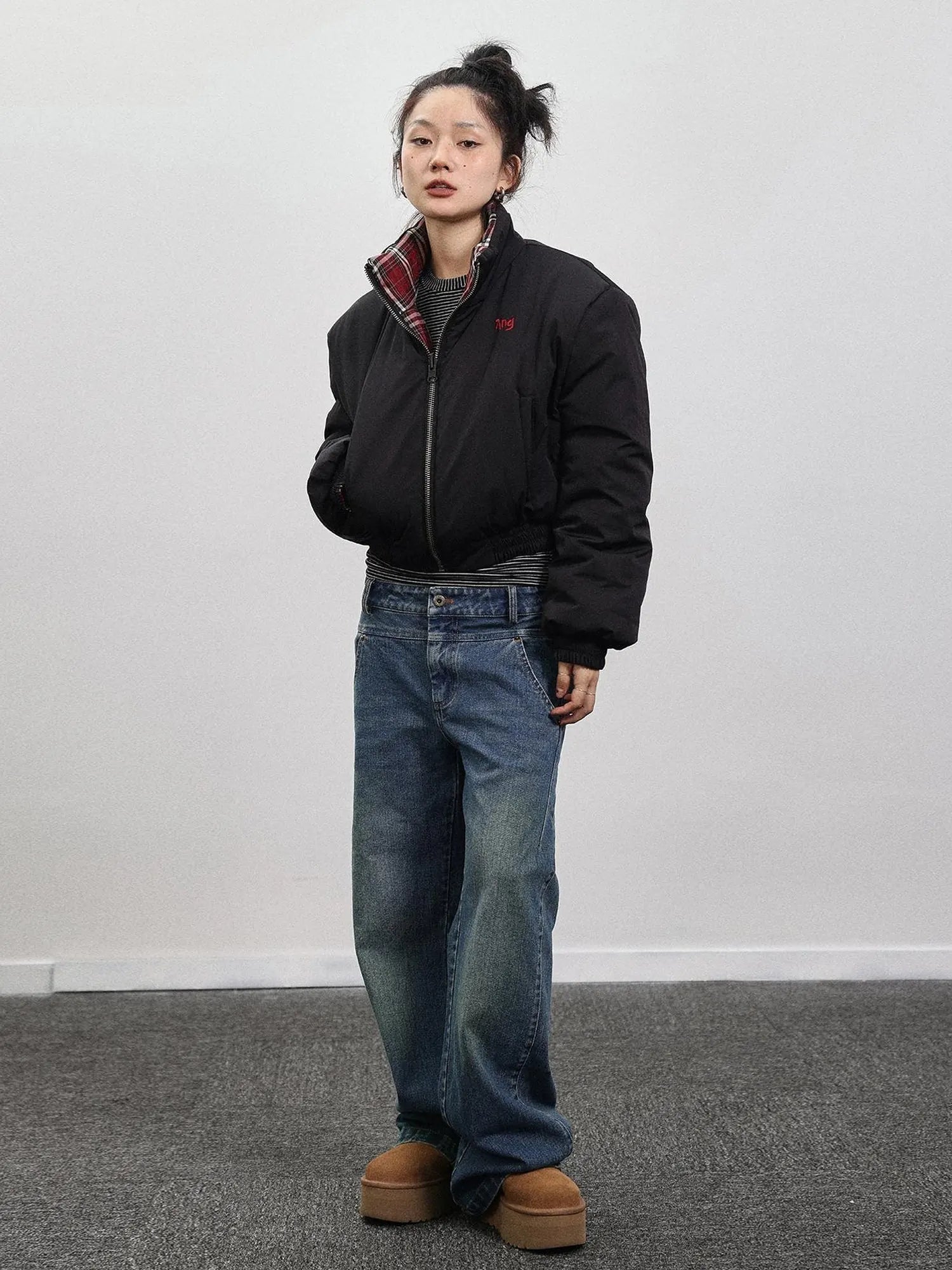 Double Face Plaid Quilted Jacket