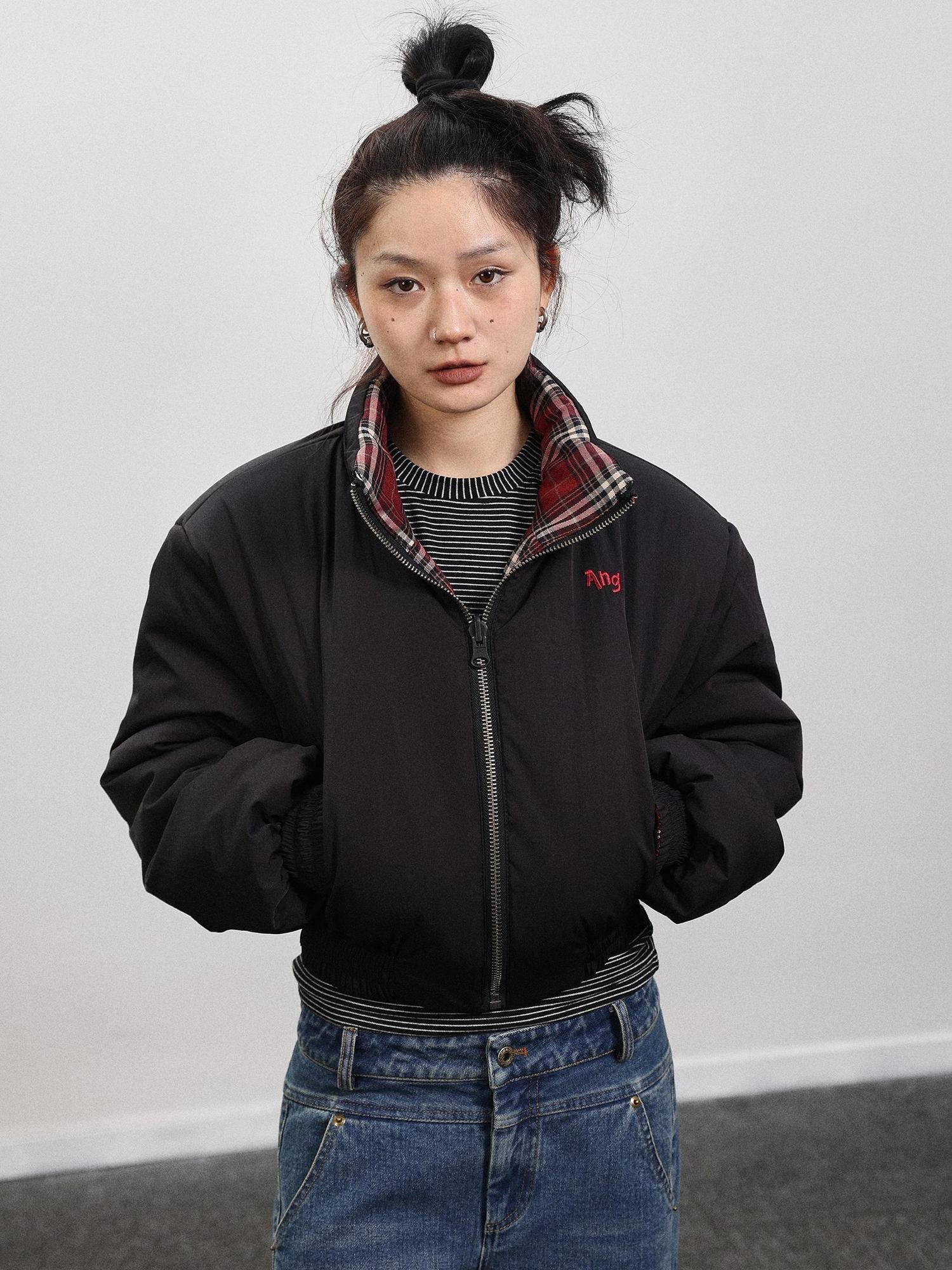 Achihara Double Face Plaid Quilted Jacket