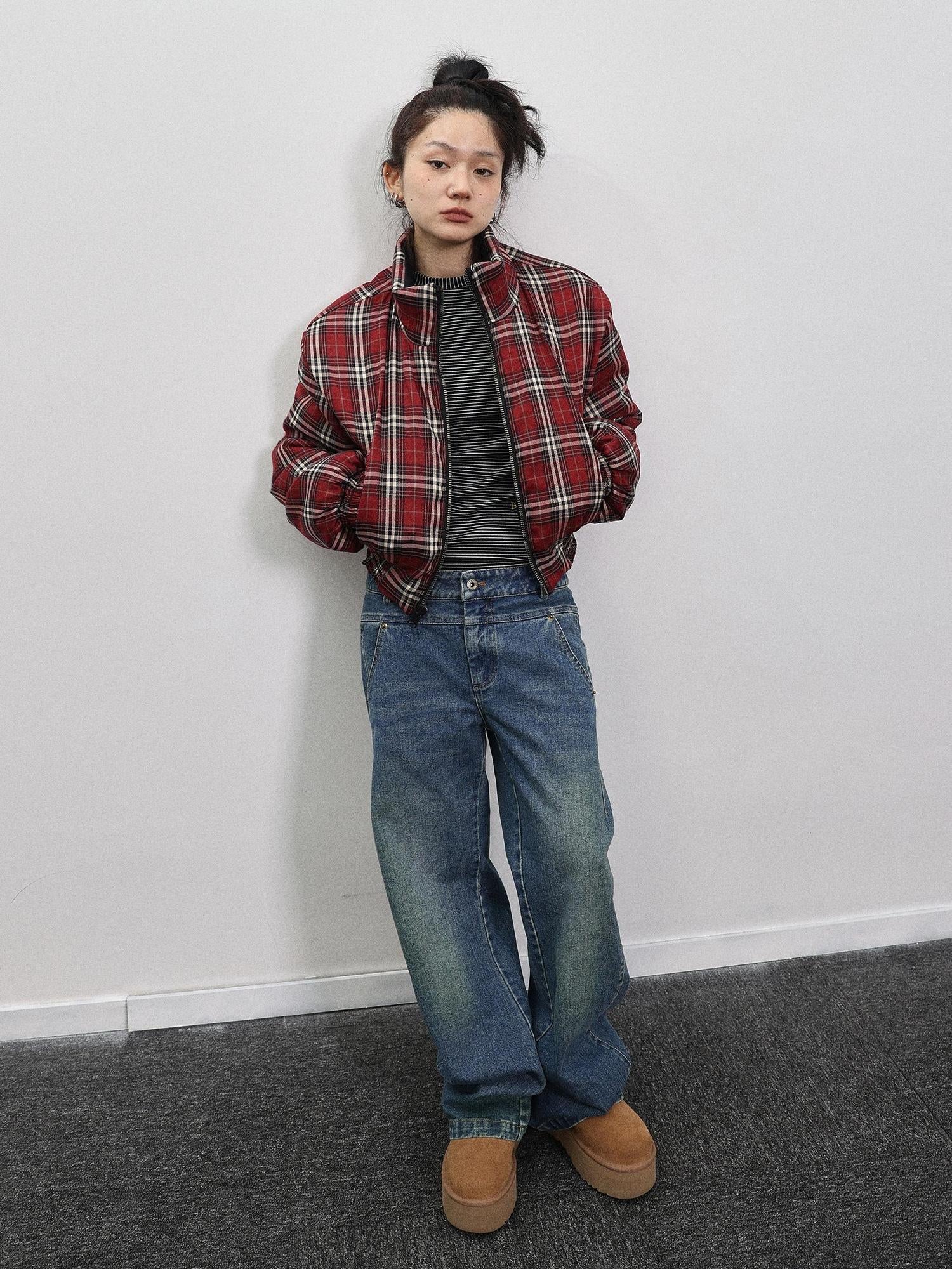 Achihara Double Face Plaid Quilted Jacket