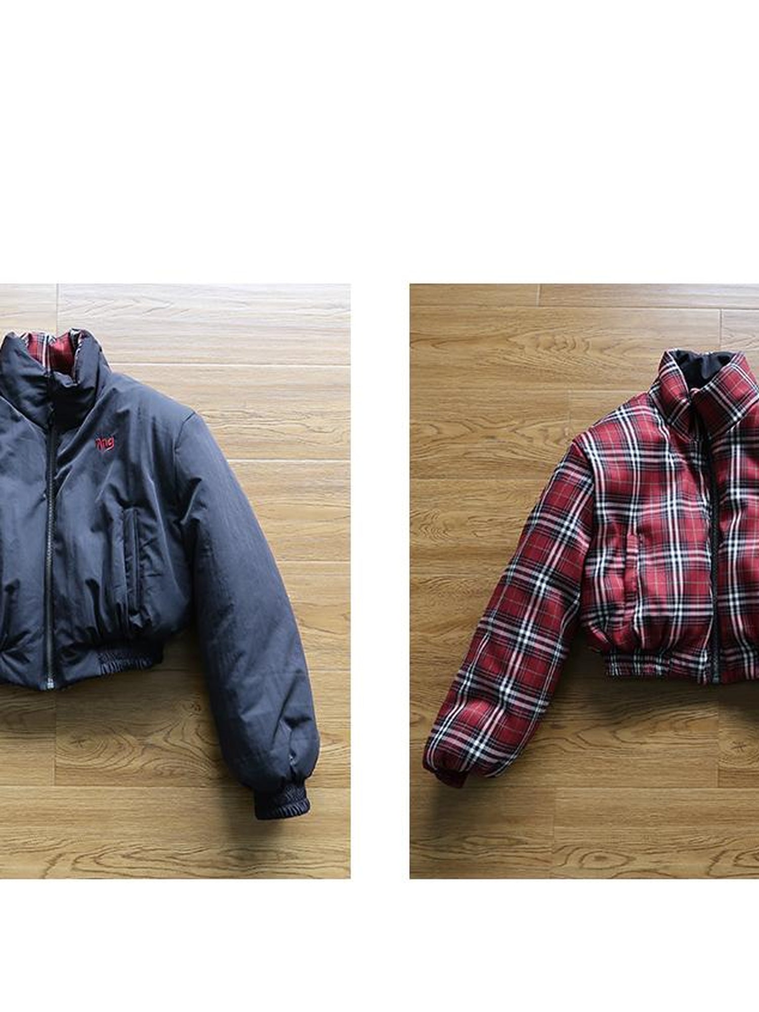 Achihara Double Face Plaid Quilted Jacket
