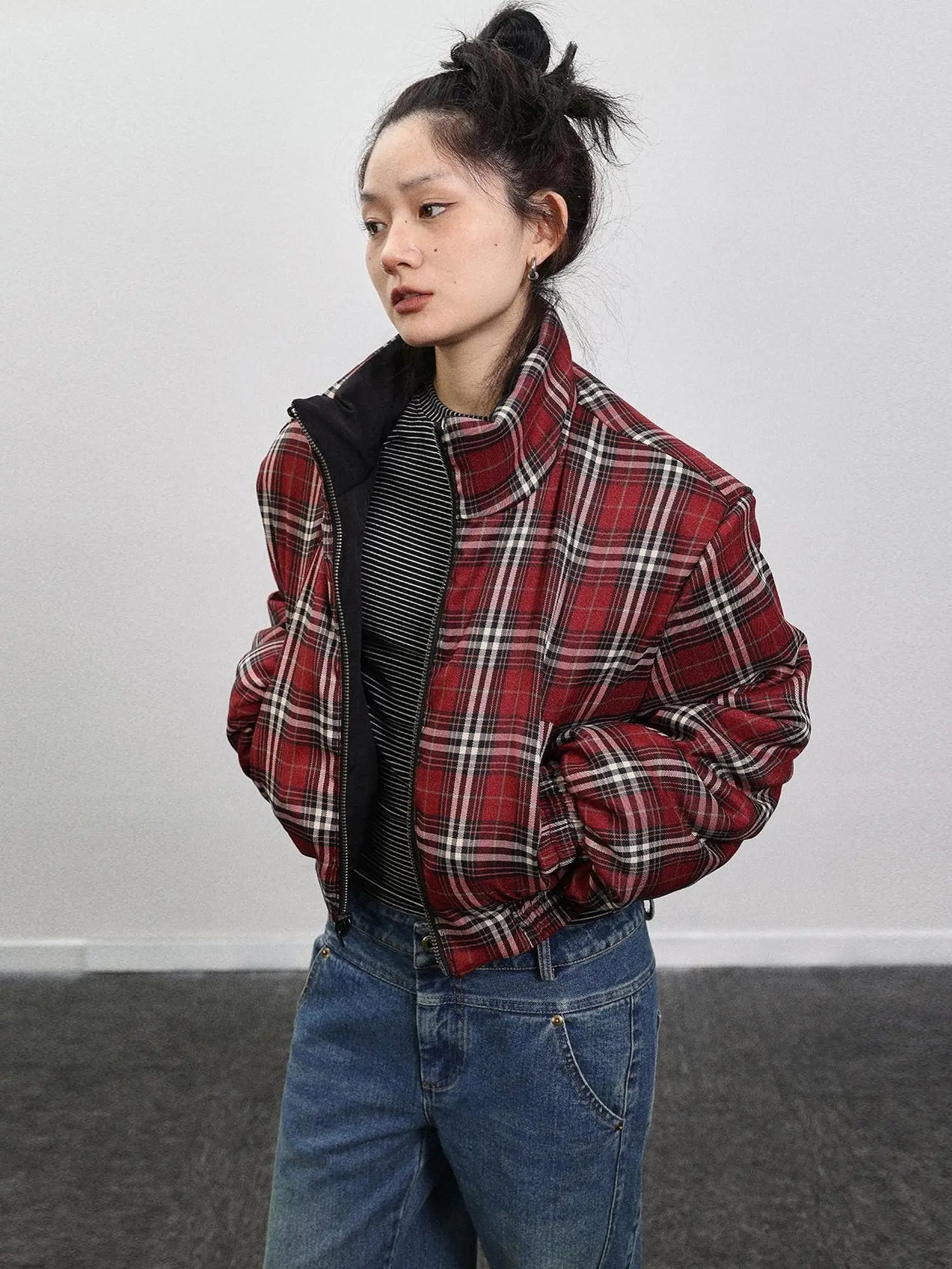 Double Face Plaid Quilted Jacket