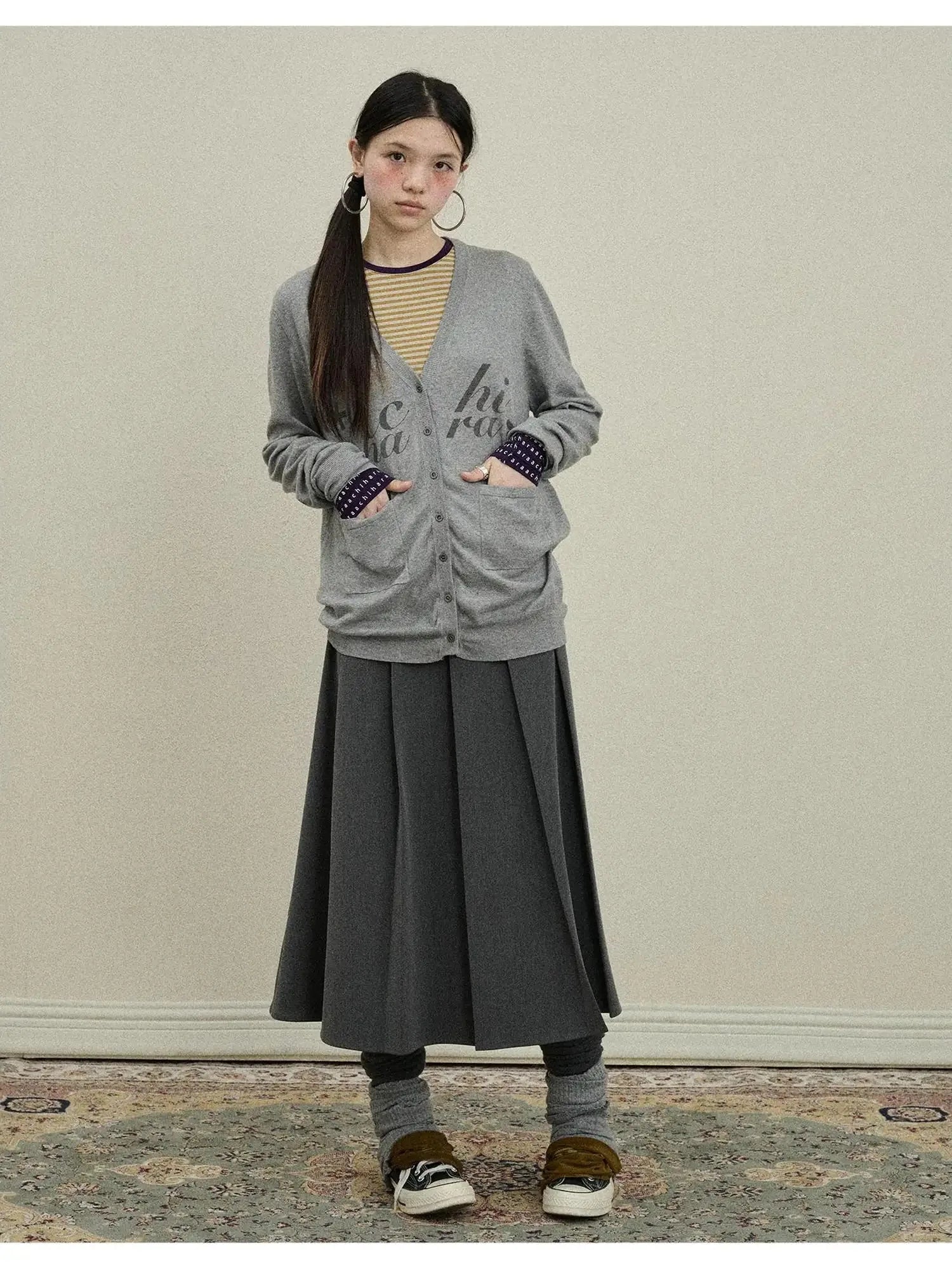 Double Sided Pleated Skirt With Print