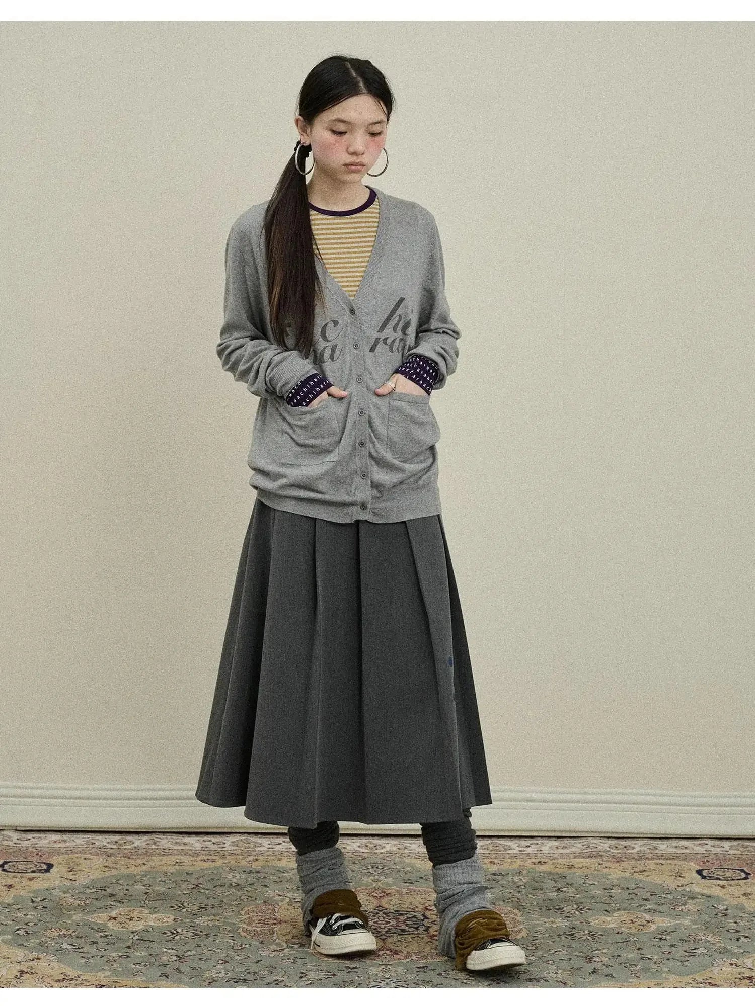 Double Sided Pleated Skirt With Print