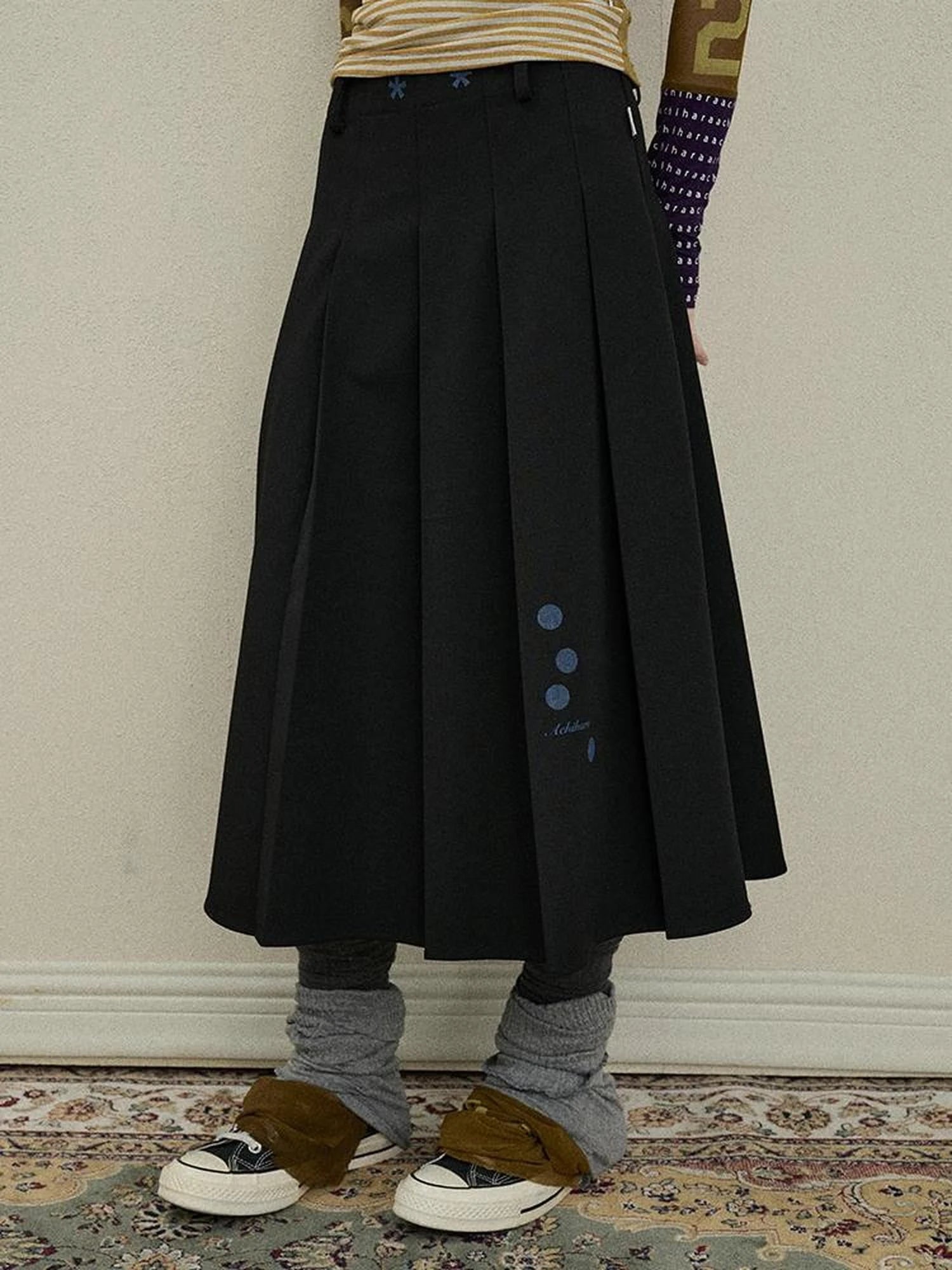 Double Sided Pleated Skirt With Print