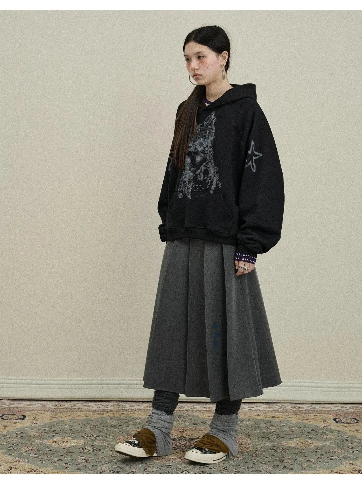 Double Sided Pleated Skirt With Print