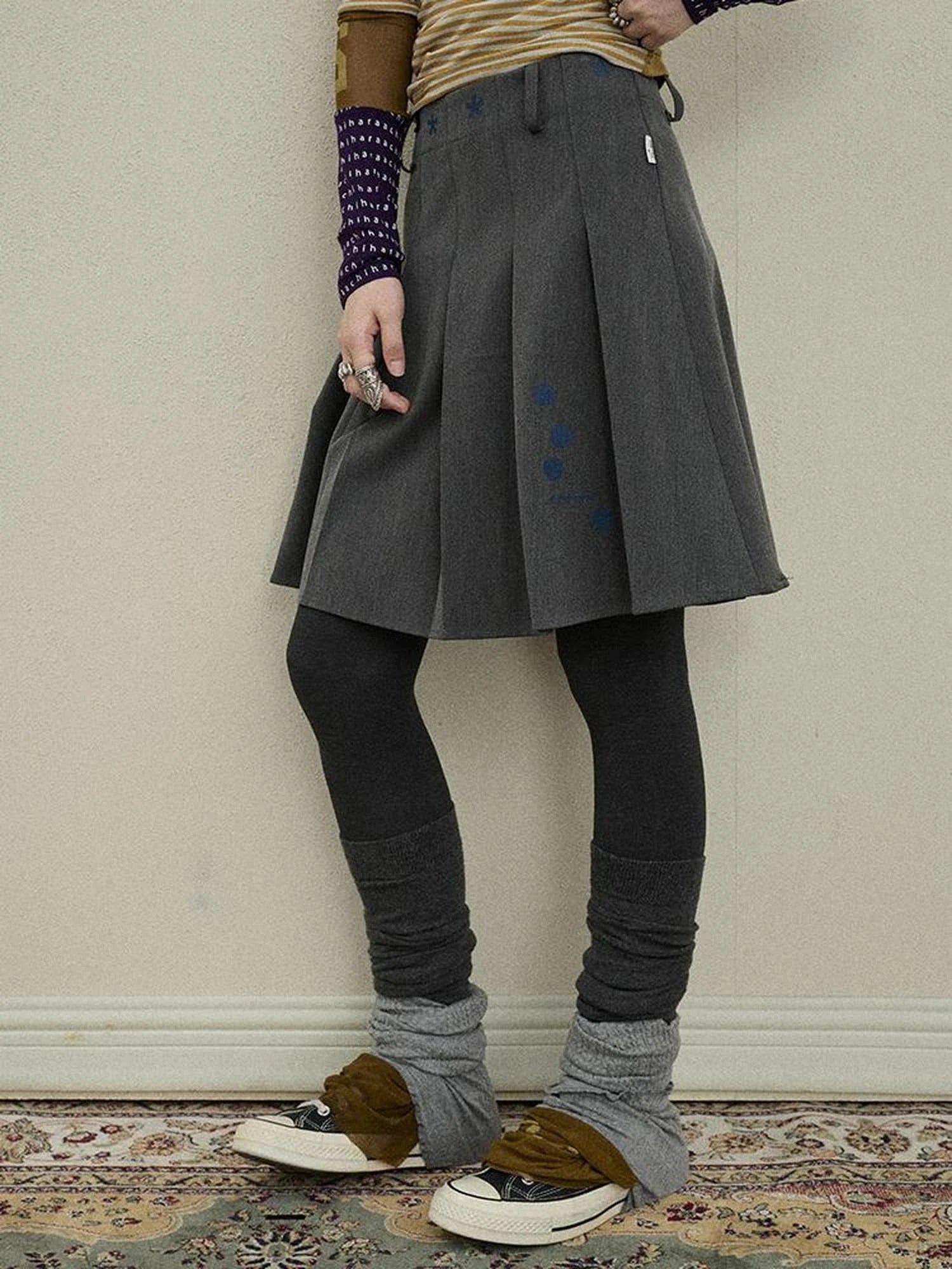 Double Sided Pleated Skirt With Print