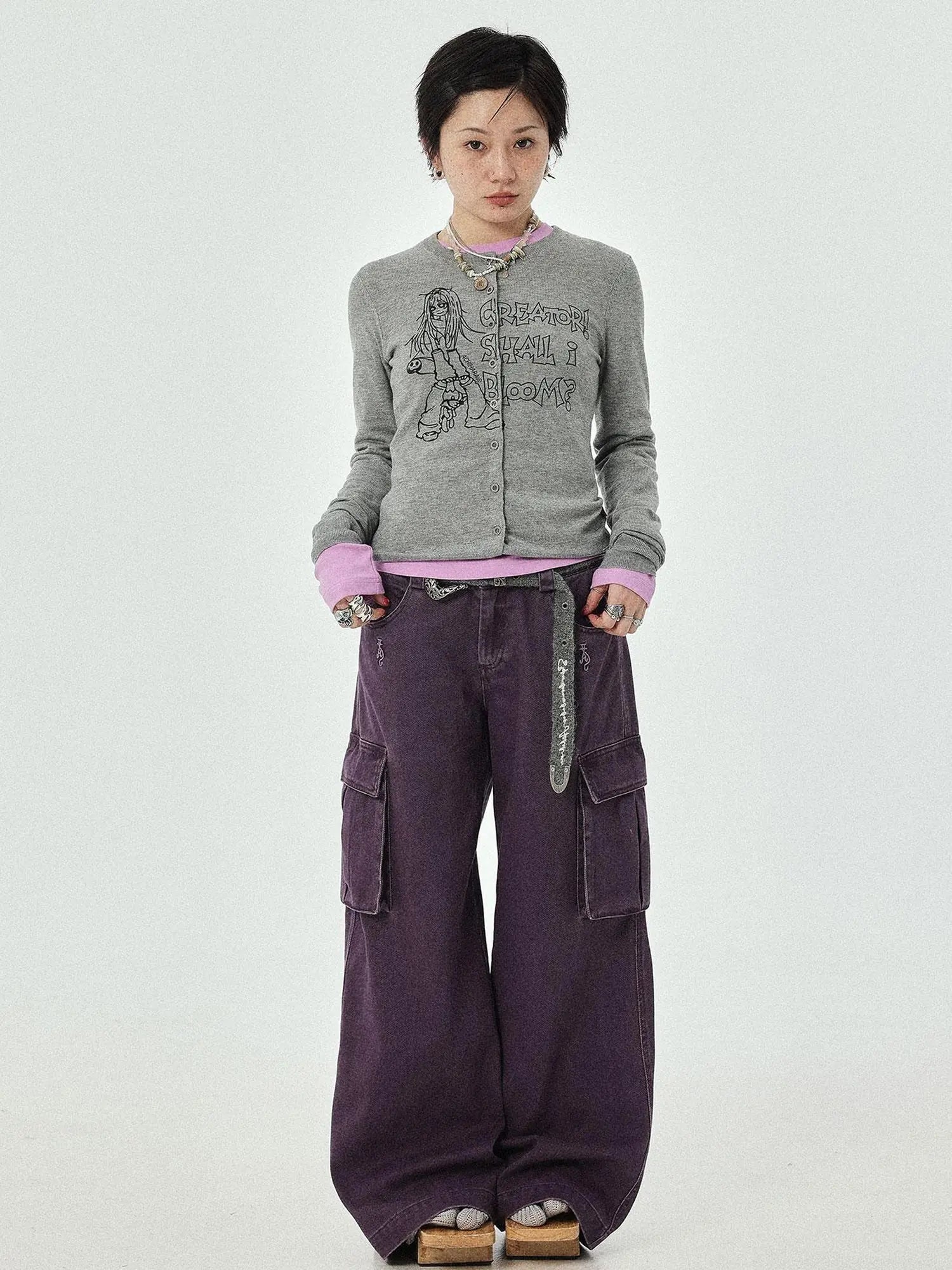 Dragon Oracle Trousers Embroidered Wide Leg Denim Pants