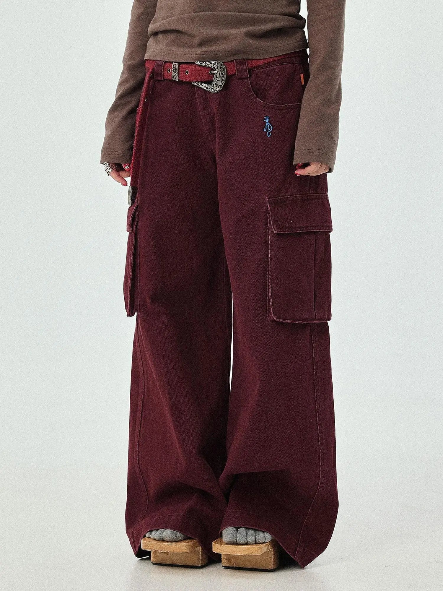 Dragon Oracle Trousers Embroidered Wide Leg Denim Pants