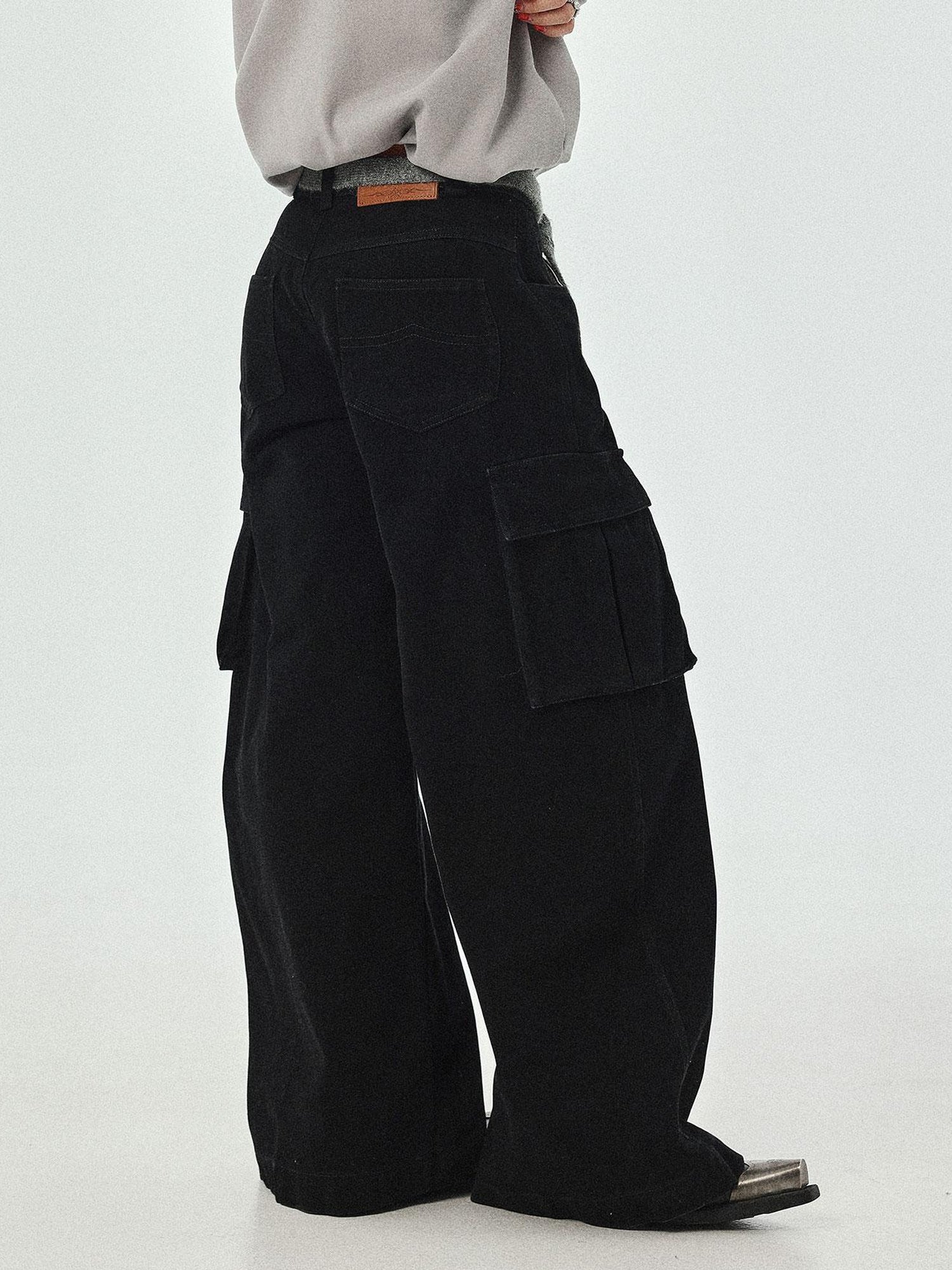 Achihara Dragon Oracle Trousers Embroidered Wide Leg Denim Pants
