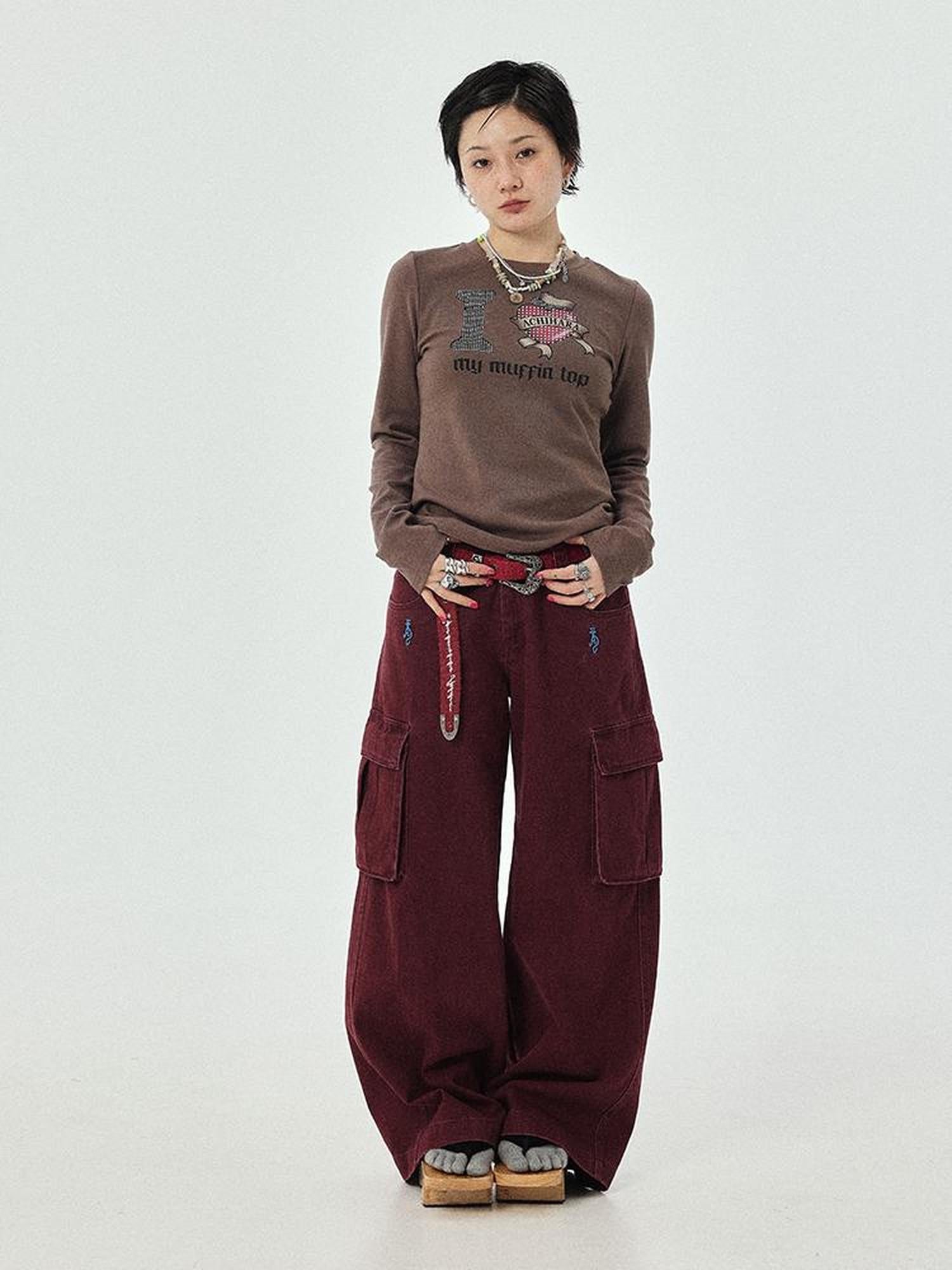 Achihara Dragon Oracle Trousers Embroidered Wide Leg Denim Pants