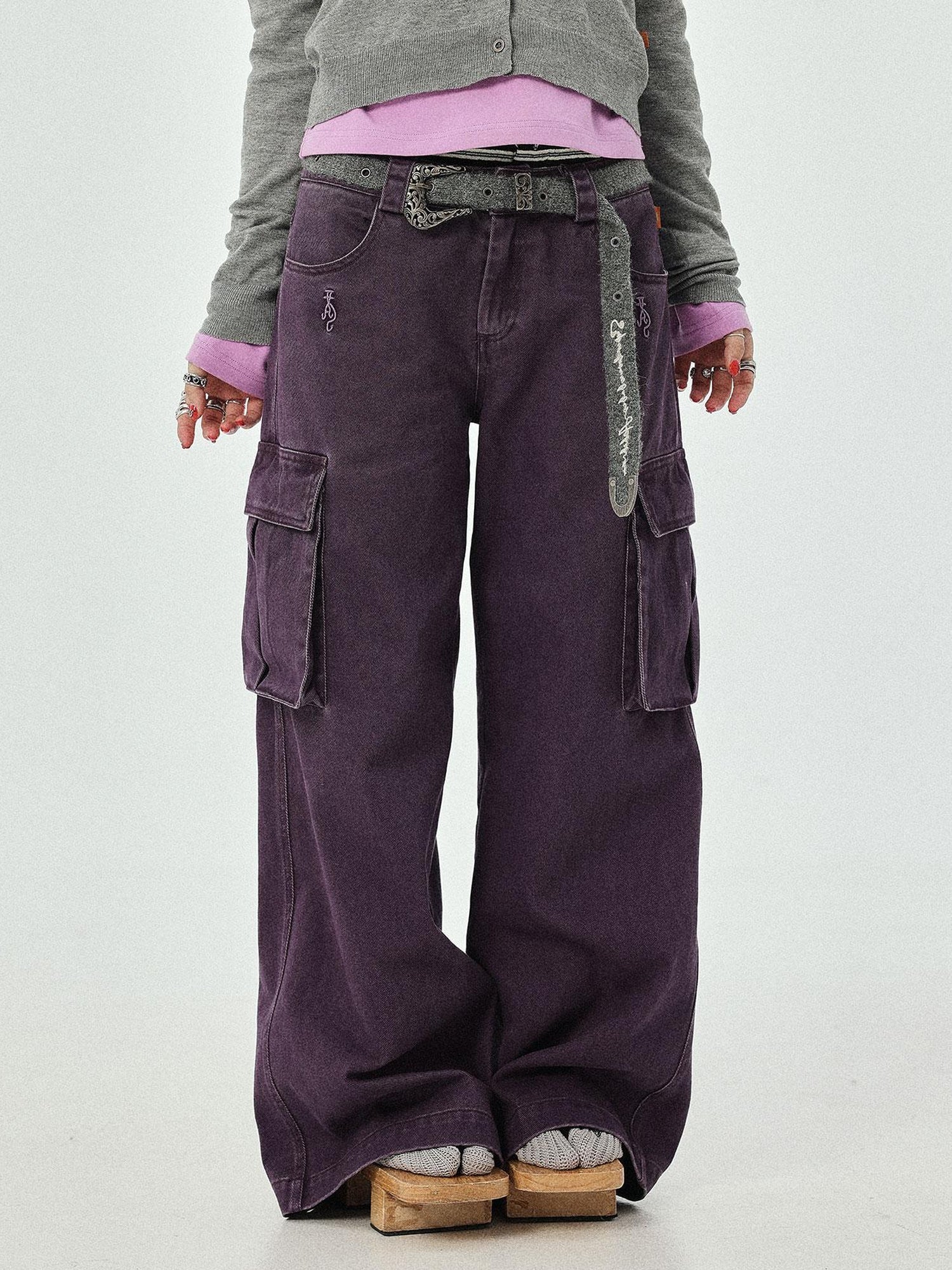 Achihara Dragon Oracle Trousers Embroidered Wide Leg Denim Pants