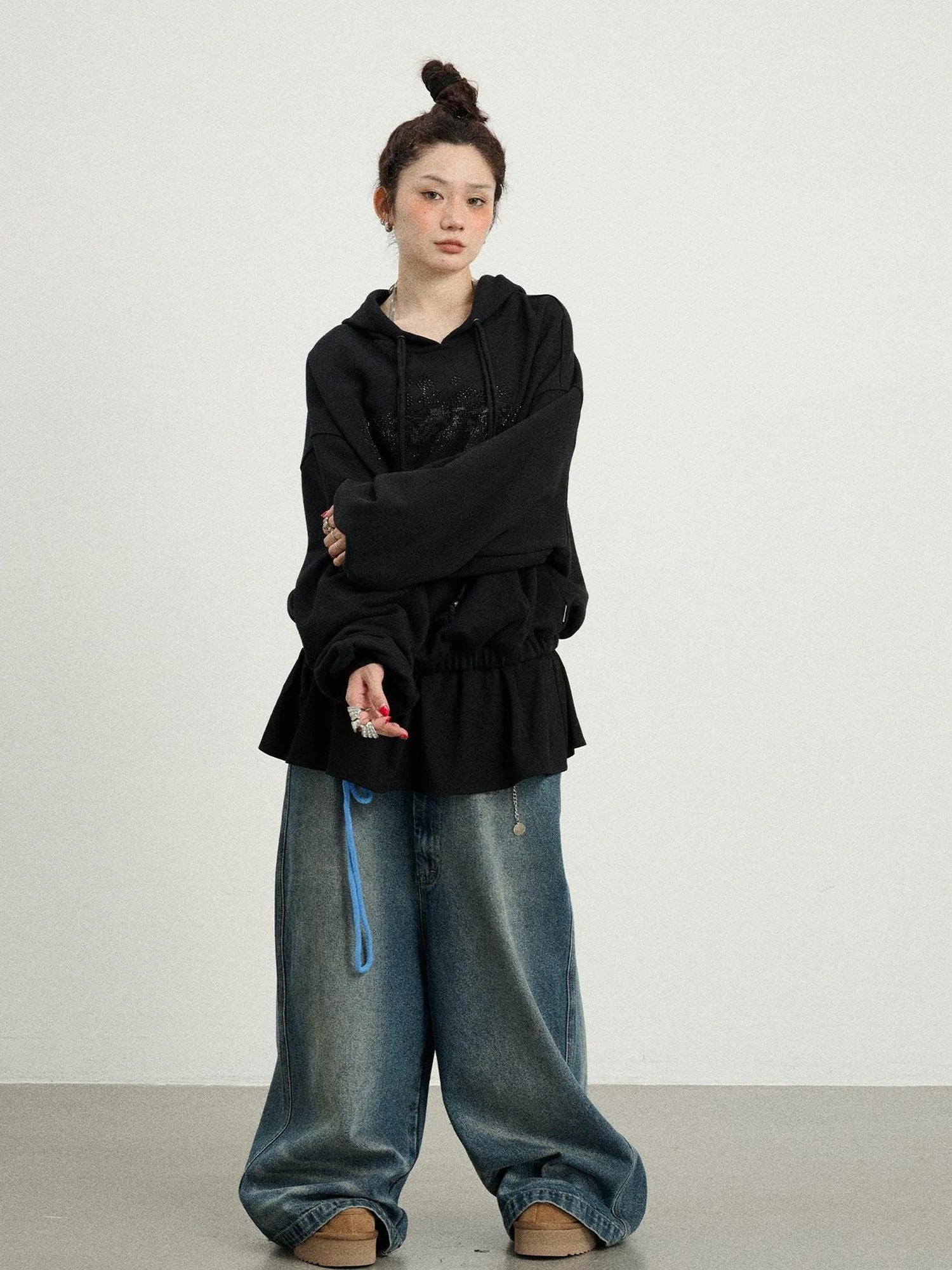 Drop Crotch Baggy Jeans Oversized Wide Leg Trousers