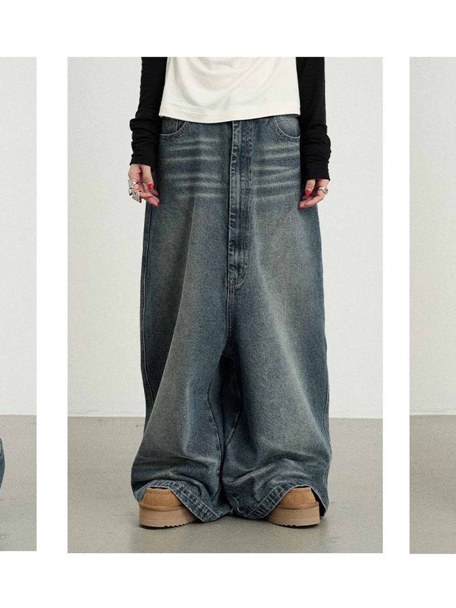 Drop Crotch Baggy Jeans Oversized Wide Leg Trousers