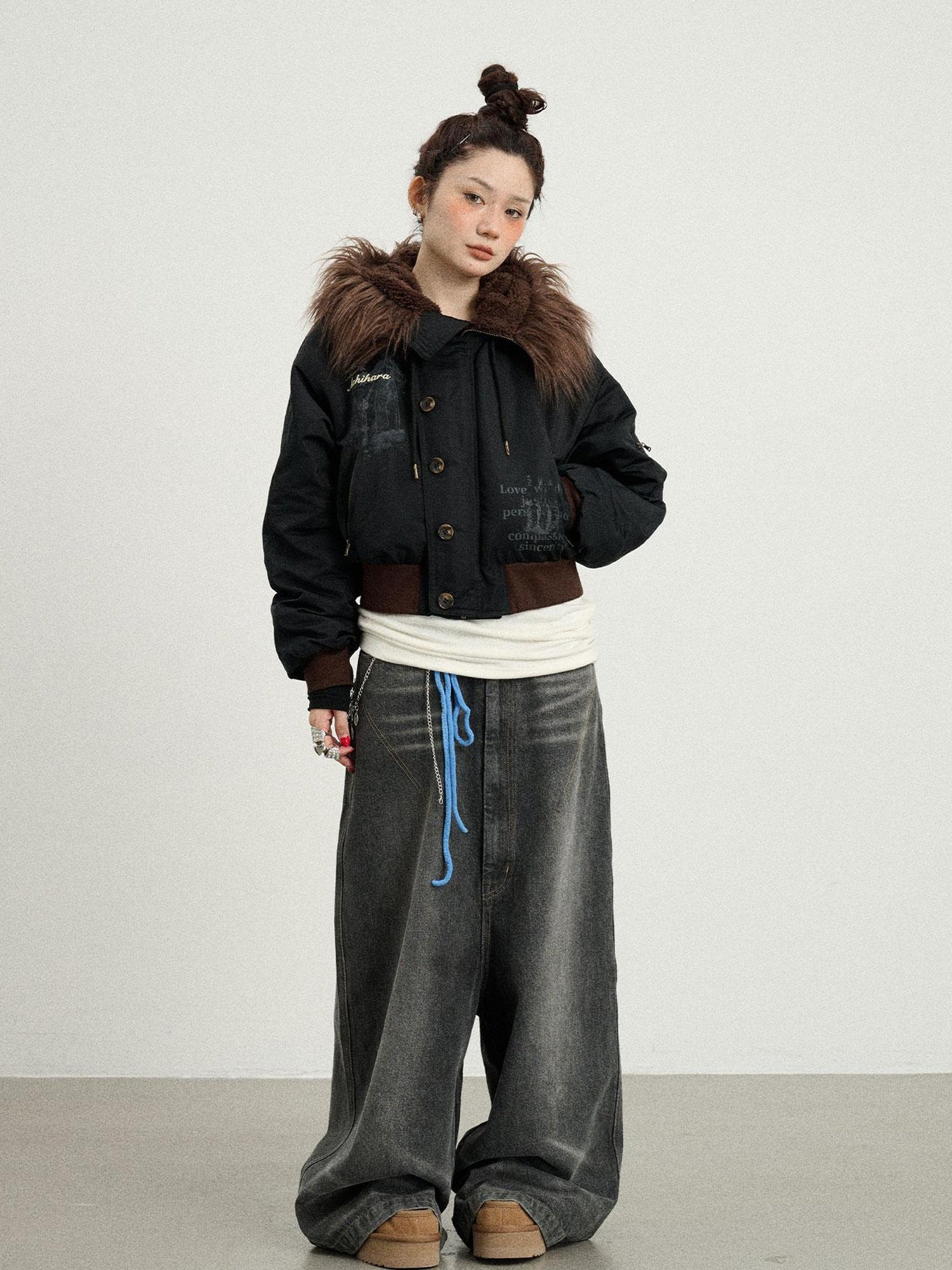 Achihara Drop Crotch Baggy Jeans Oversized Wide Leg Trousers