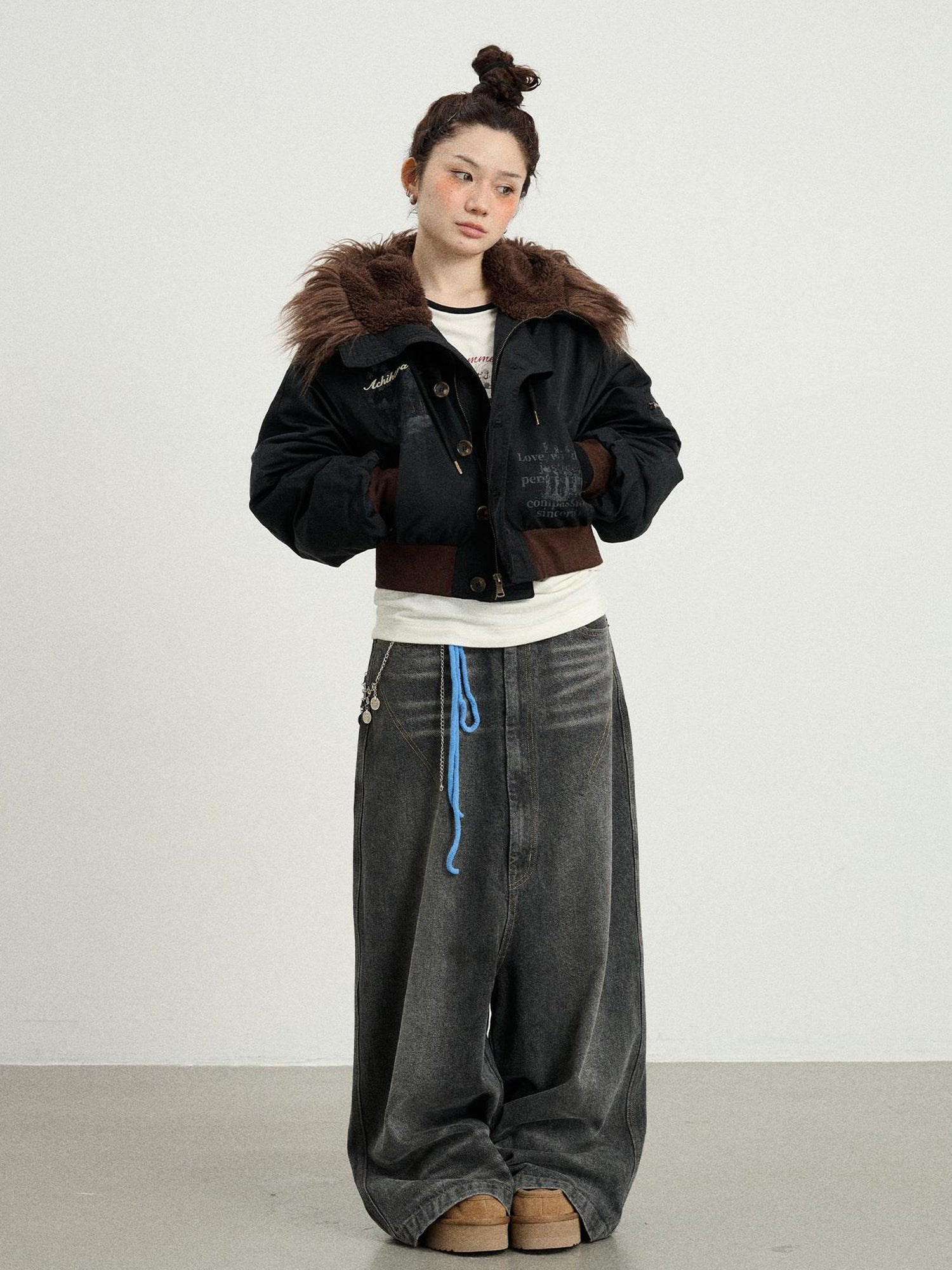Achihara Drop Crotch Baggy Jeans Oversized Wide Leg Trousers