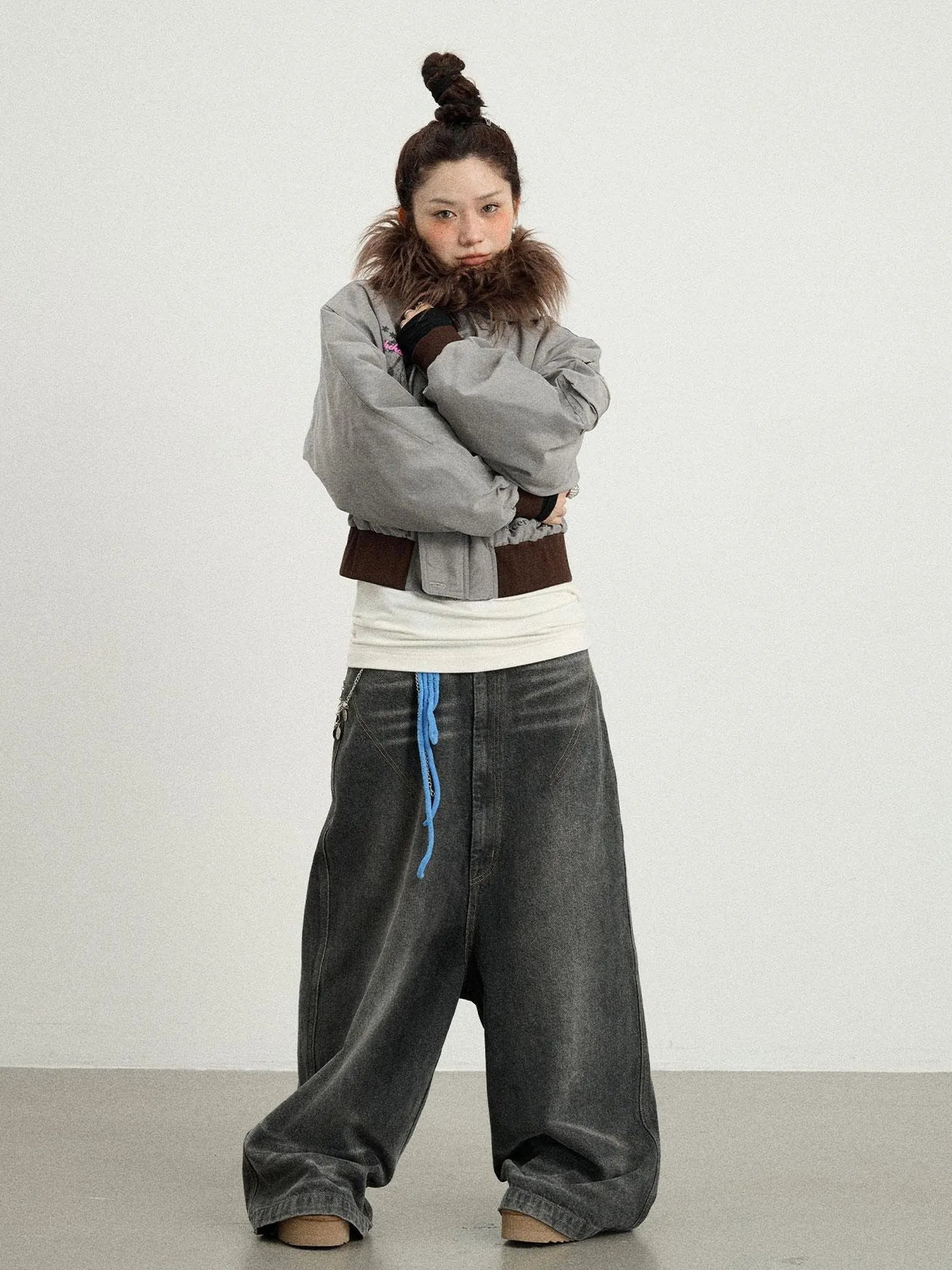 Drop Crotch Baggy Jeans Oversized Wide Leg Trousers
