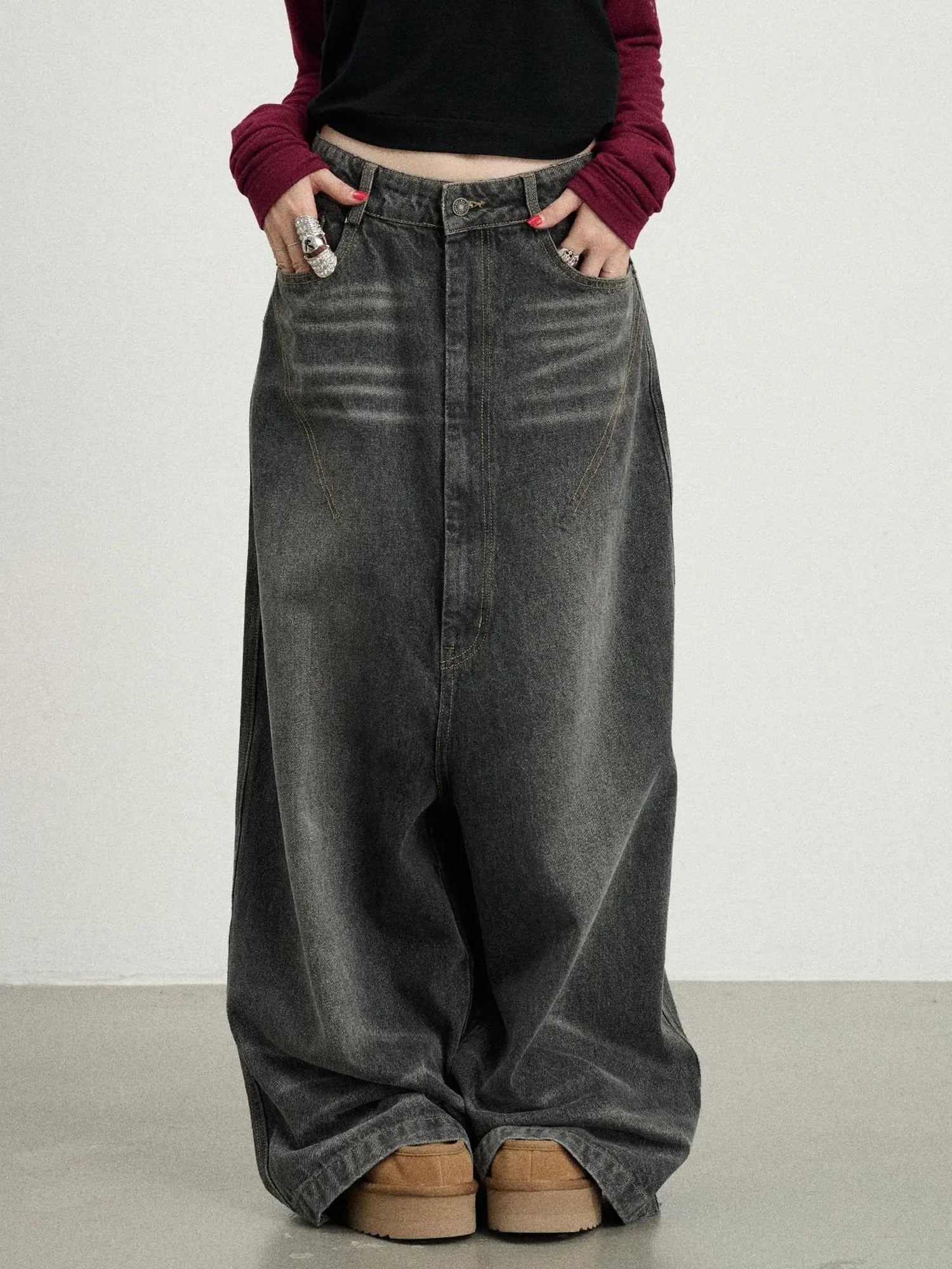 Drop Crotch Baggy Jeans Oversized Wide Leg Trousers