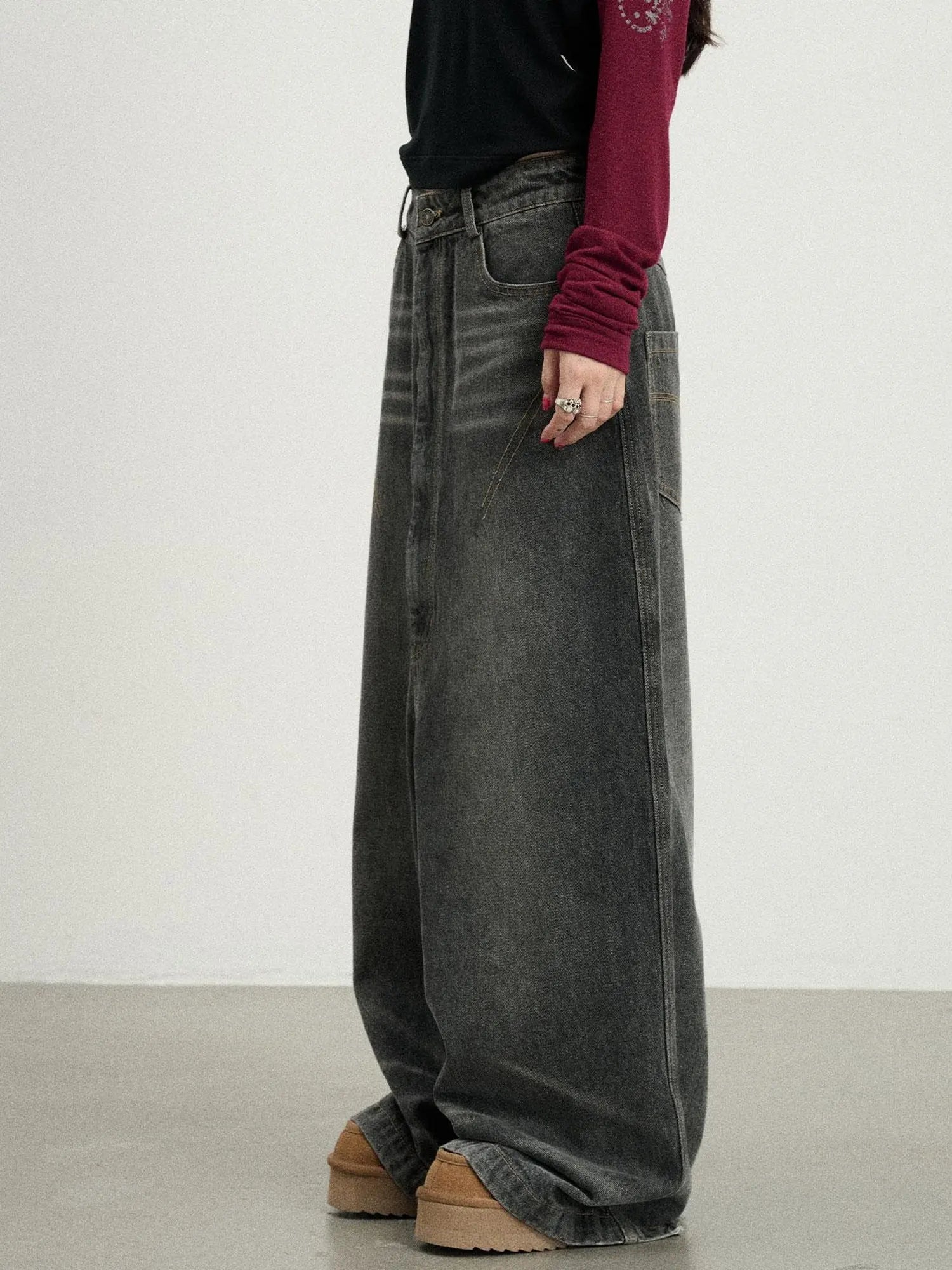 Drop Crotch Baggy Jeans Oversized Wide Leg Trousers