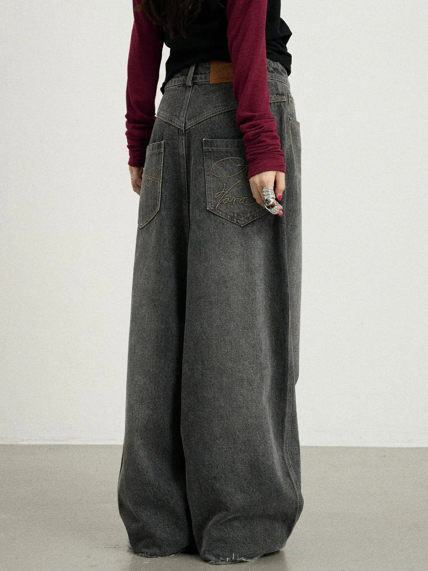 Drop Crotch Baggy Jeans Oversized Wide Leg Trousers