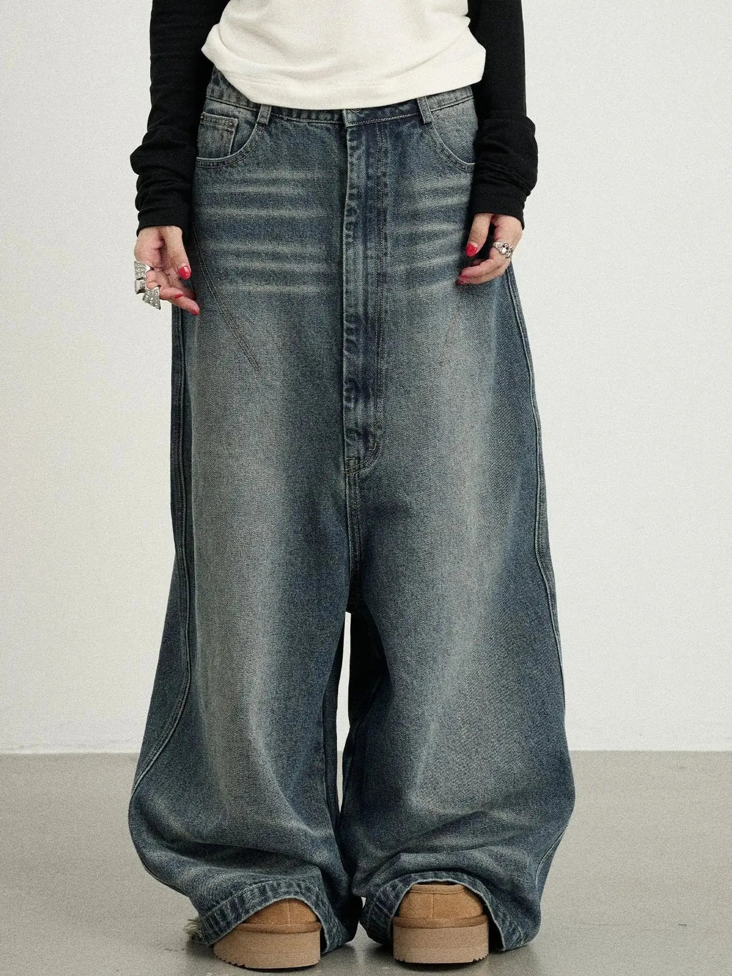Drop Crotch Baggy Jeans Oversized Wide Leg Trousers
