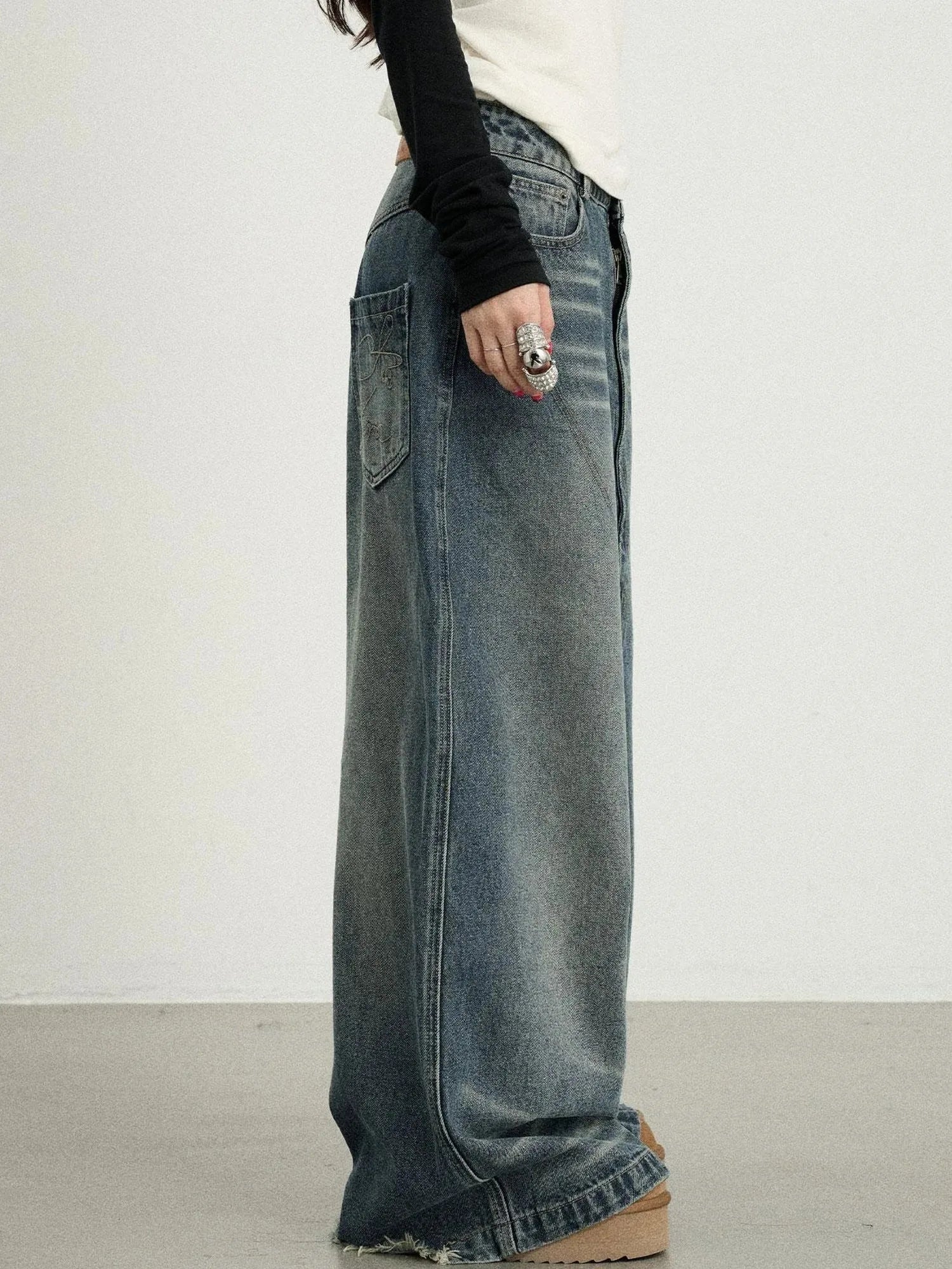 Drop Crotch Baggy Jeans Oversized Wide Leg Trousers