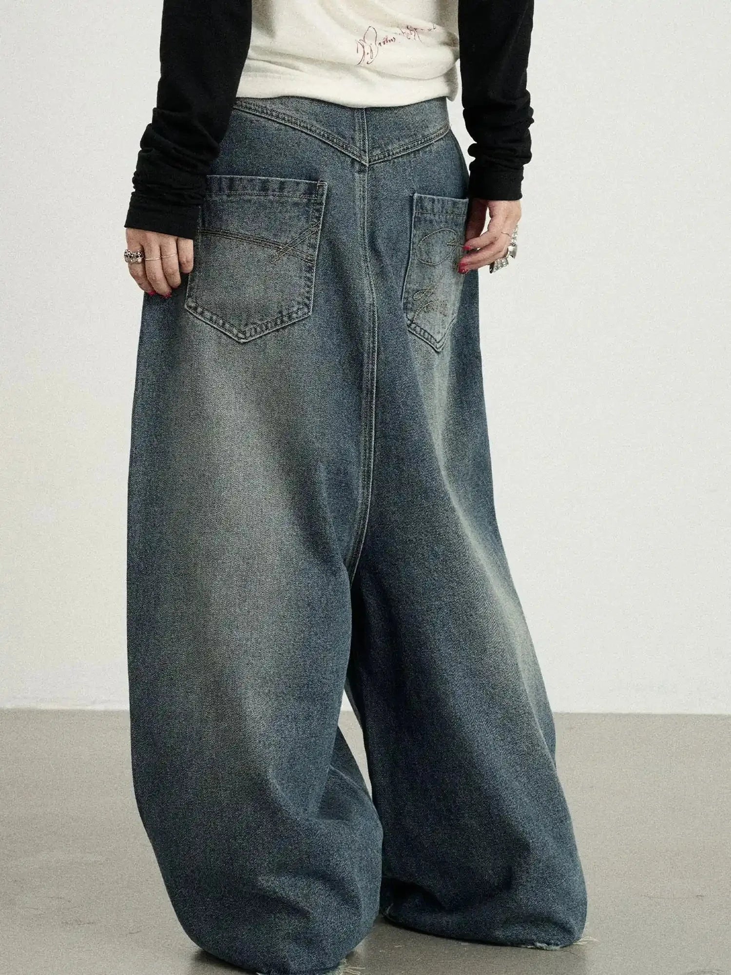 Drop Crotch Baggy Jeans Oversized Wide Leg Trousers