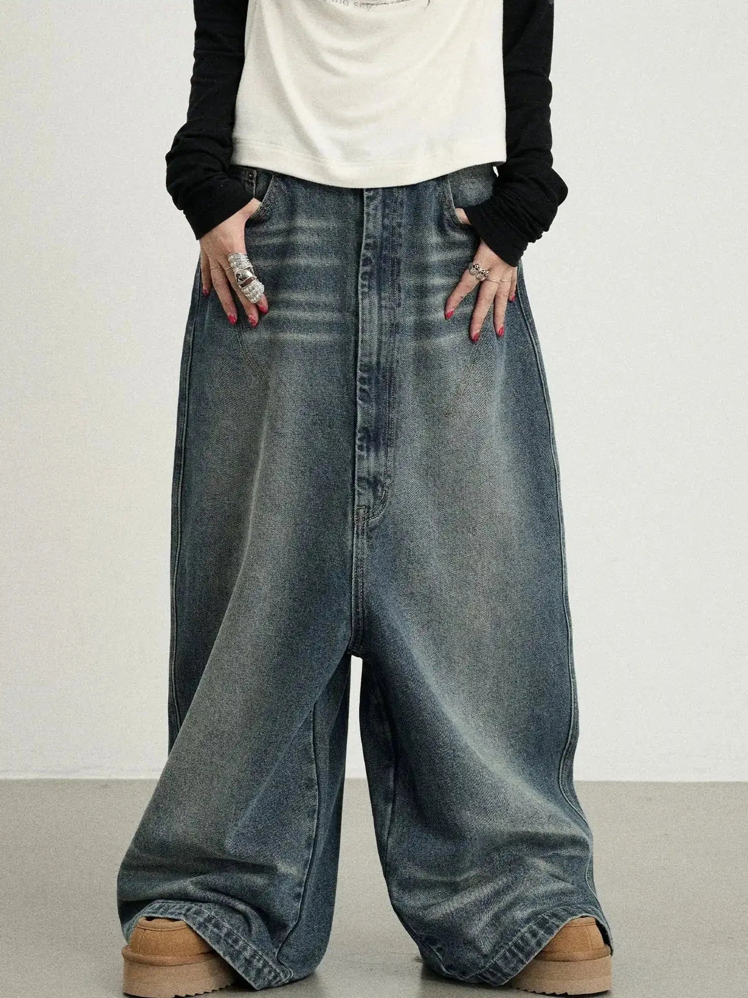 Drop Crotch Baggy Jeans Oversized Wide Leg Trousers