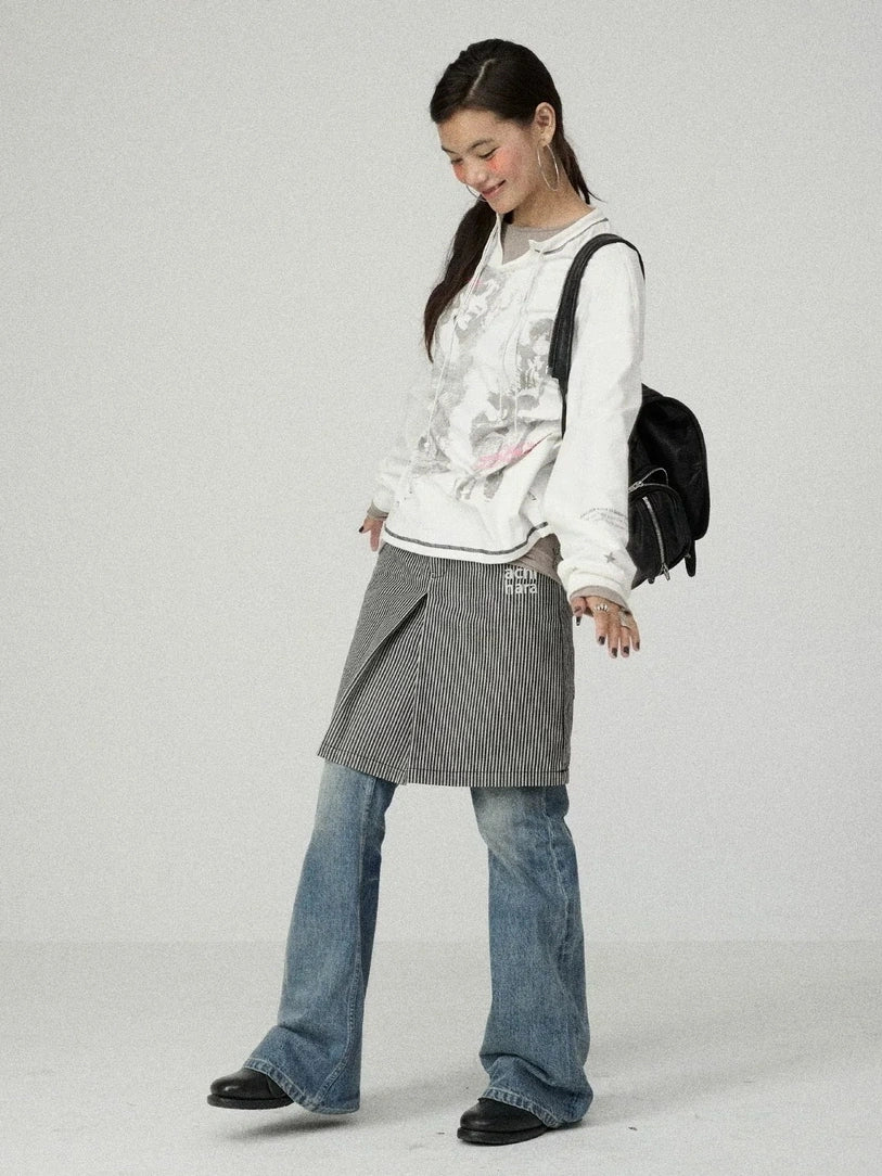 Achihara Edgy Punk Loose Fit Long Sleeve Women Crew Neck Graphic Viscose Cotton T-Shirt