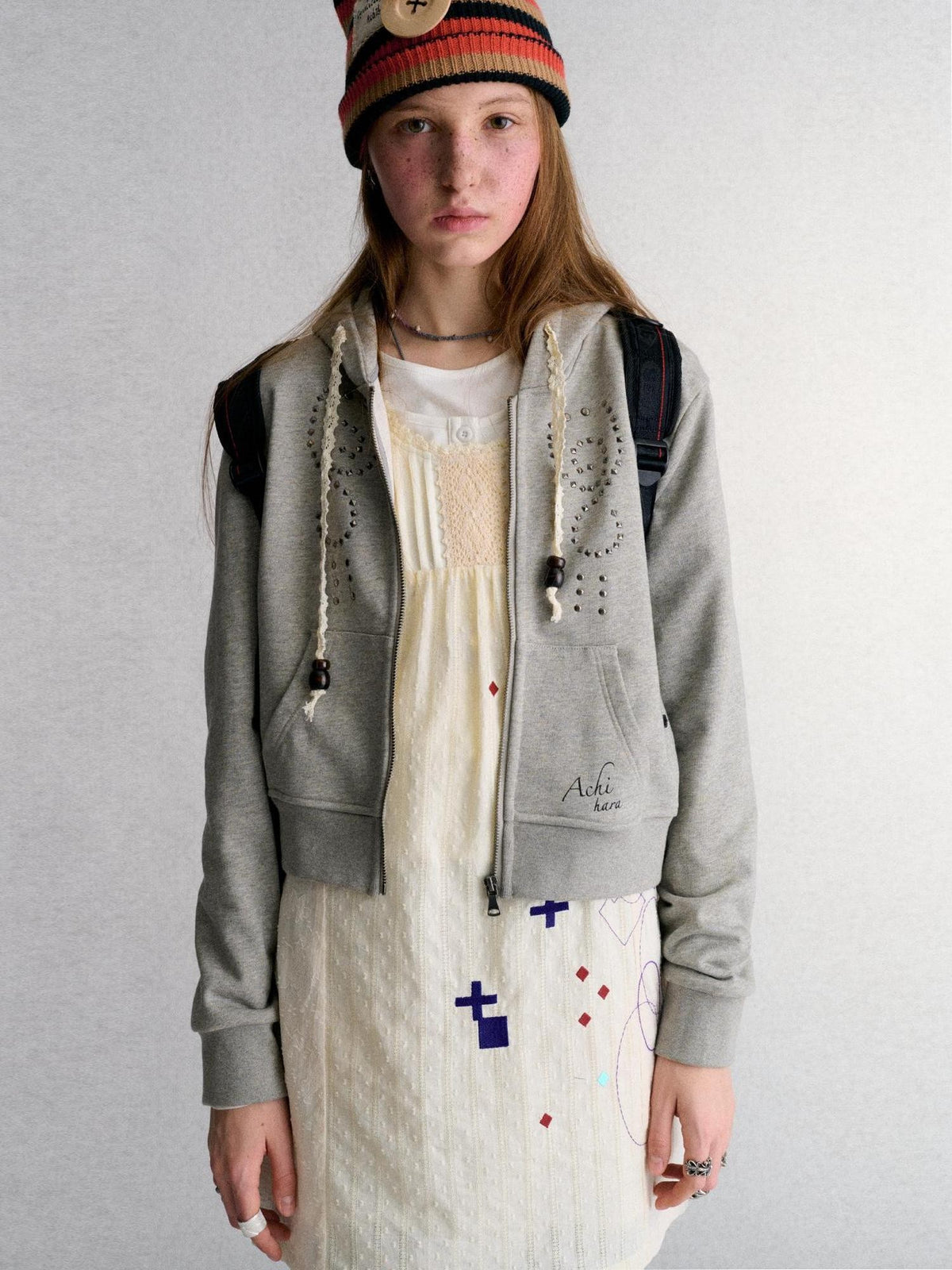 Achihara Embroidered Pleated Loose Fit Sleeveless Women&