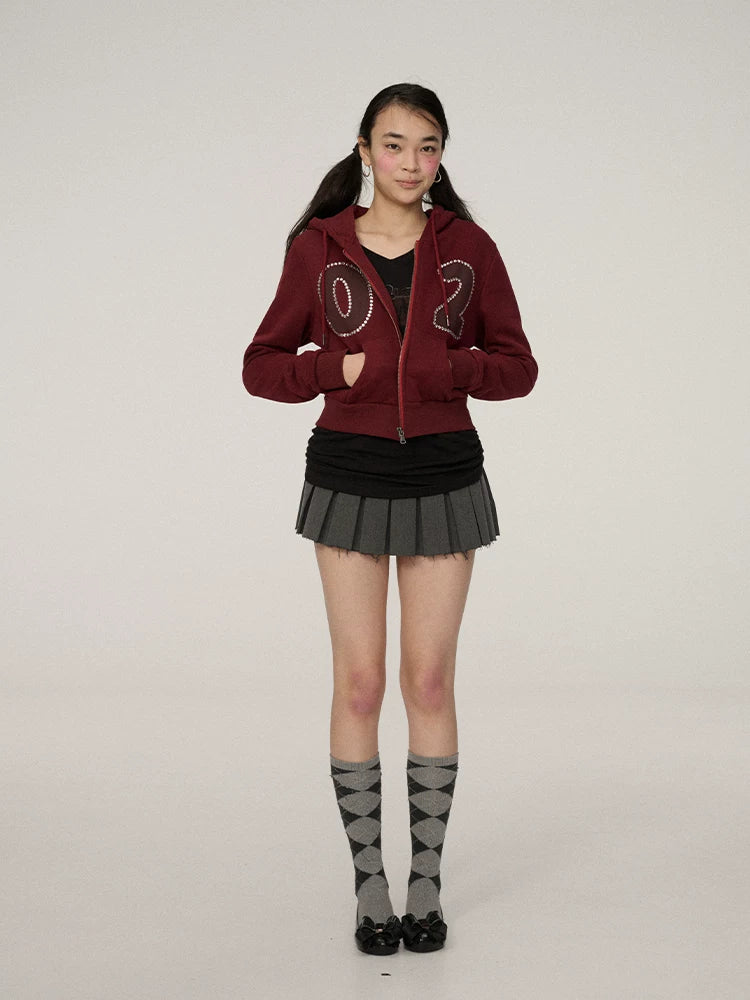 Achihara Embroidered Pleated Low Waist Straight Women Commuter Polyester Blend Mini Skirt-5