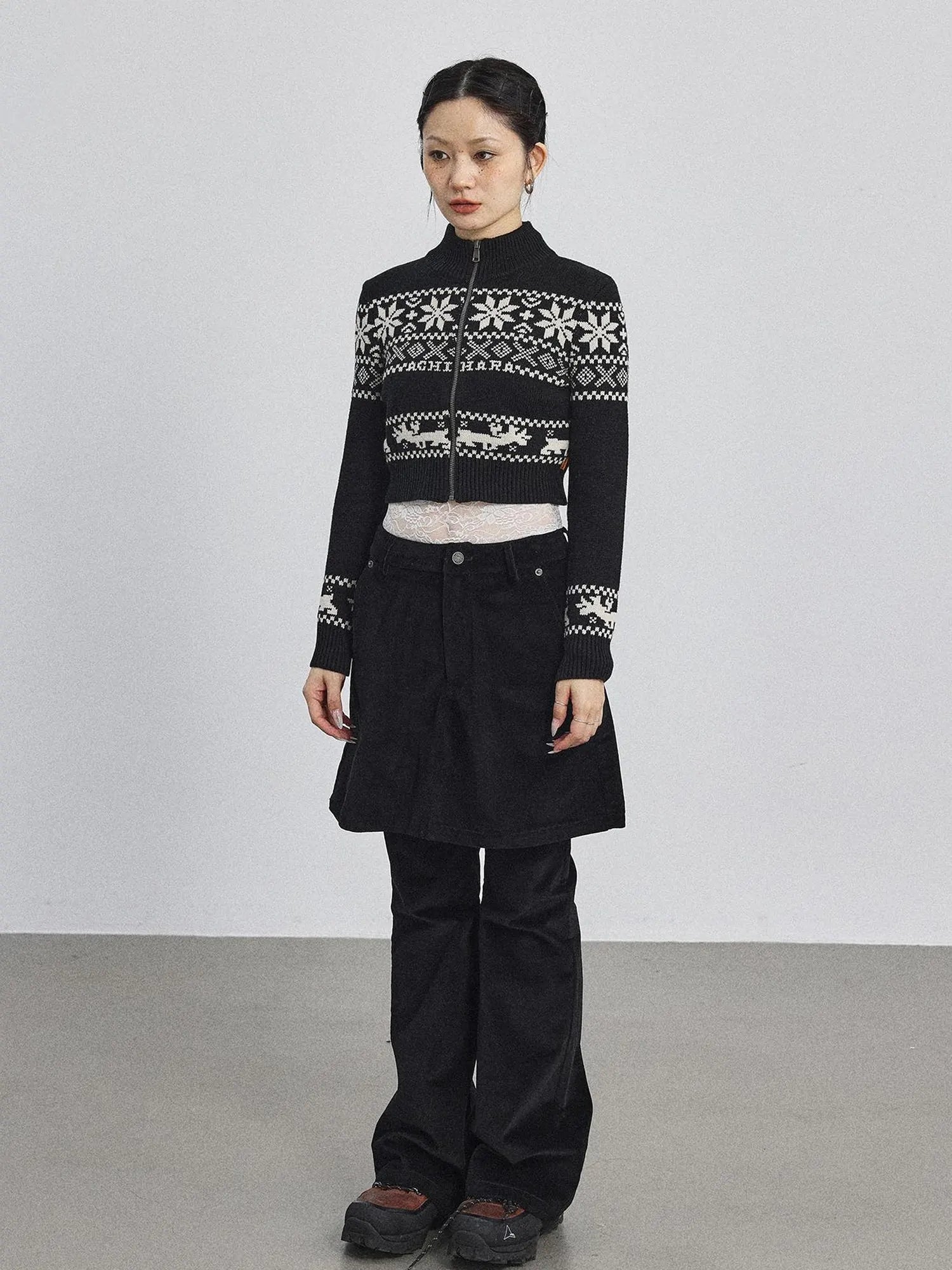 Emo Xmas Deer Knit Cardigan