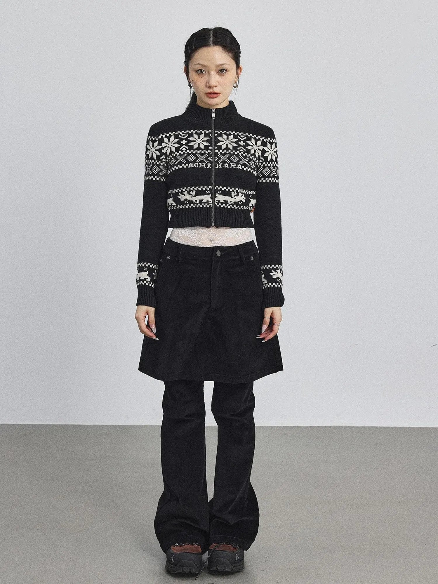 Emo Xmas Deer Knit Cardigan