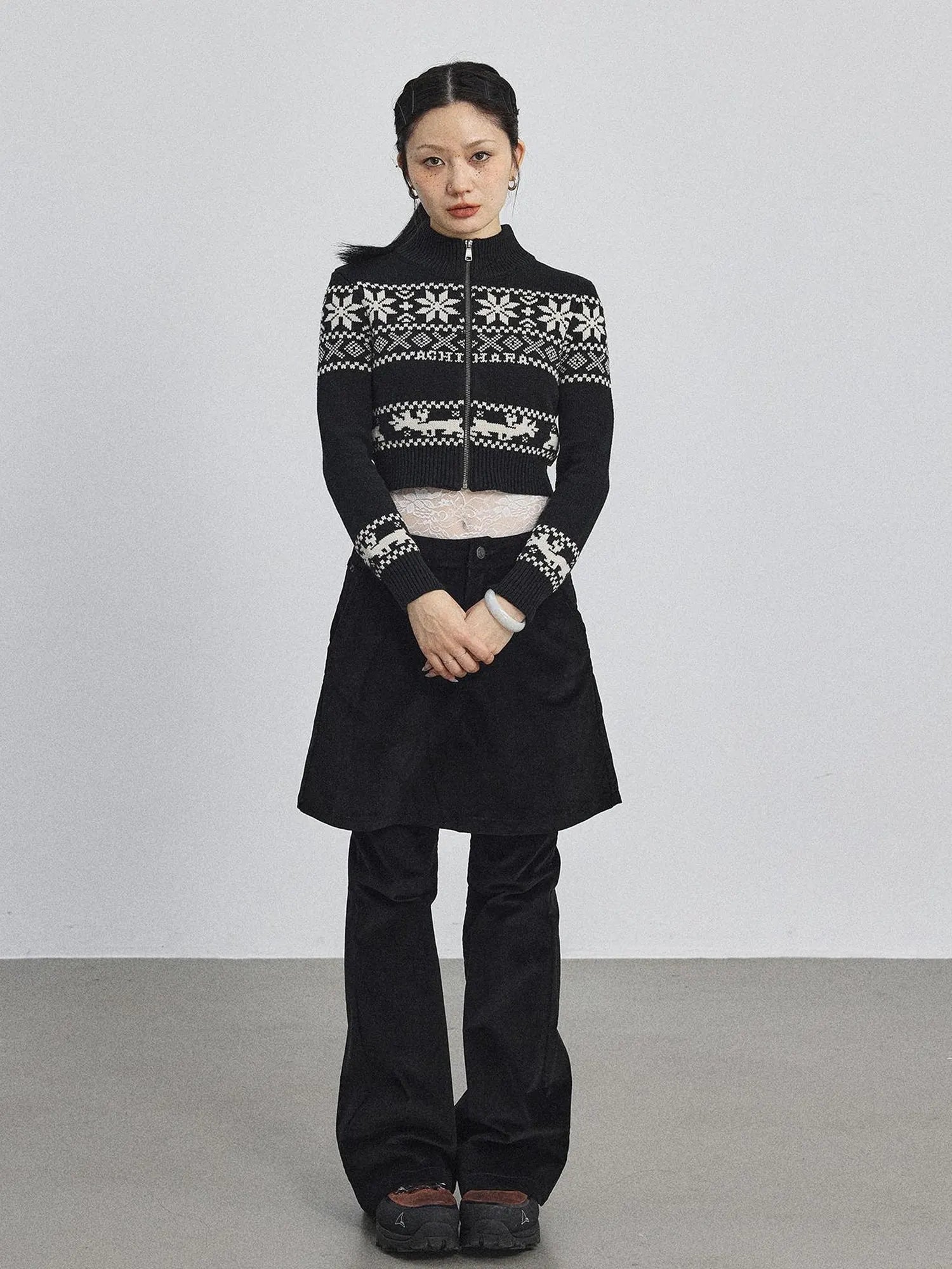 Emo Xmas Deer Knit Cardigan