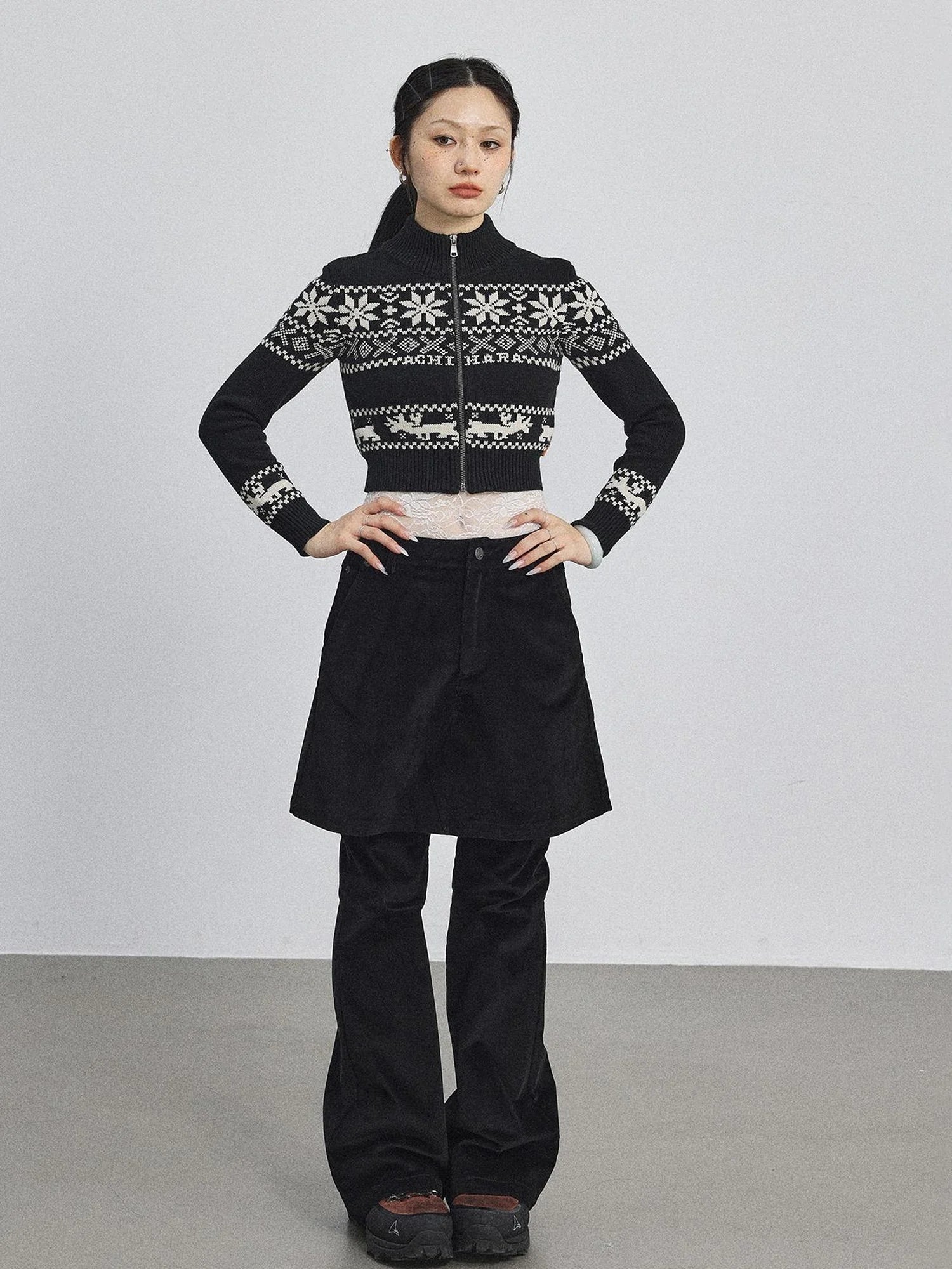 Emo Xmas Deer Knit Cardigan