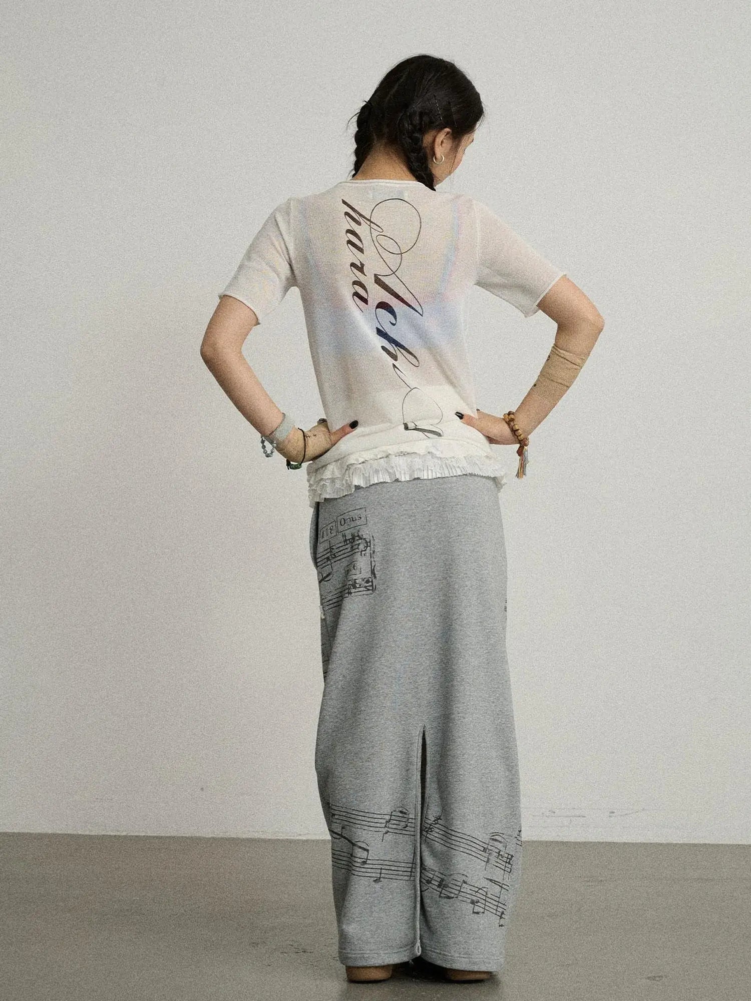 Emotional A-Line Skirt With Musical Print