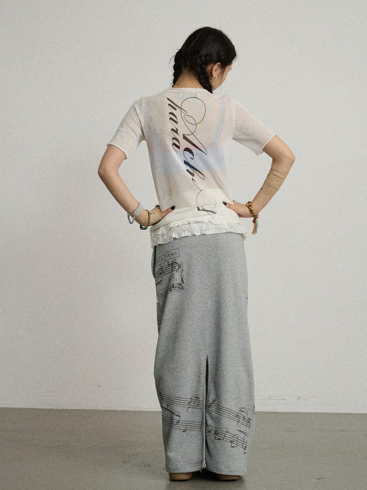 Achihara Emotional A-Line Skirt With Musical Print