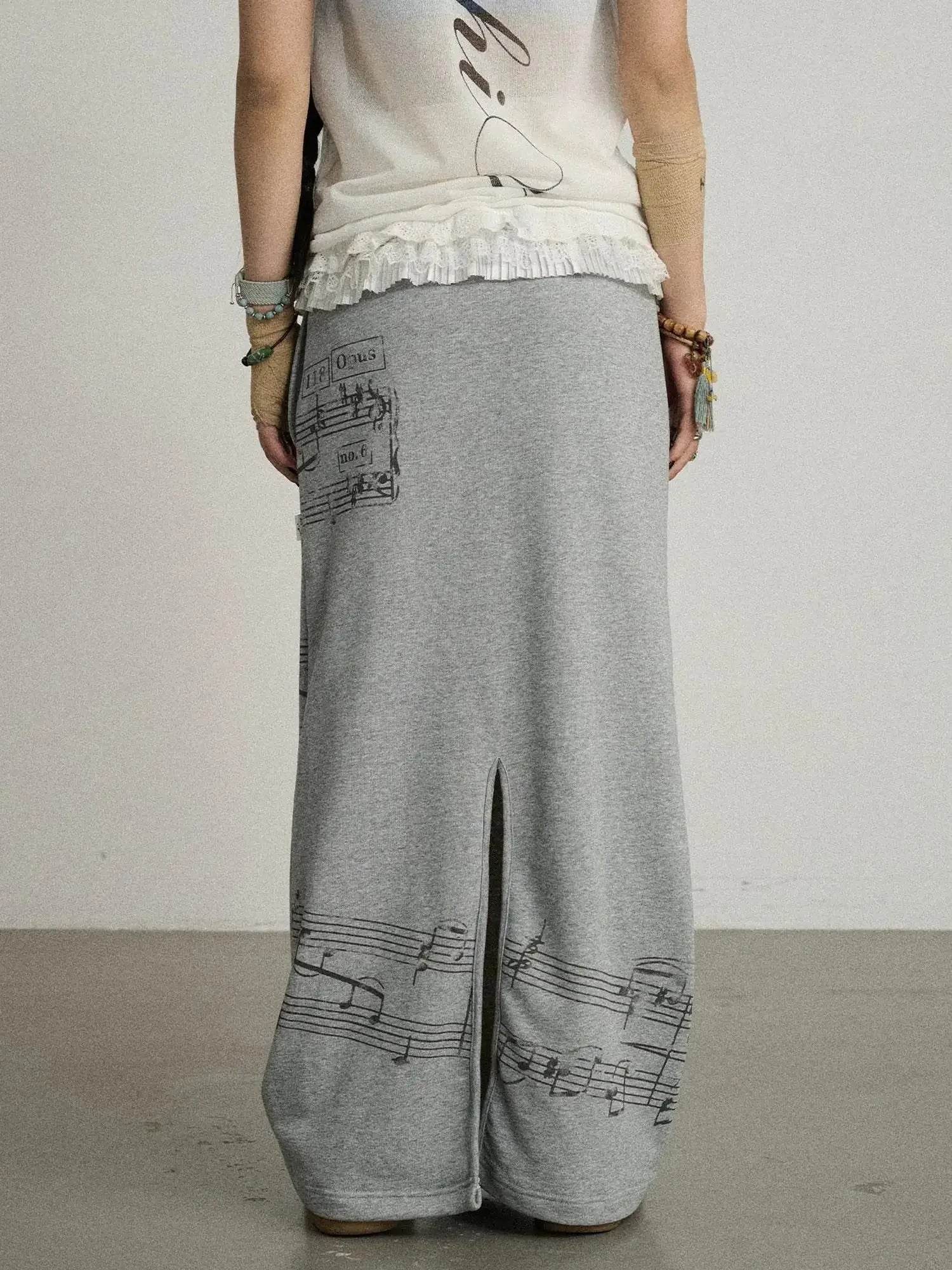 Emotional A-Line Skirt With Musical Print