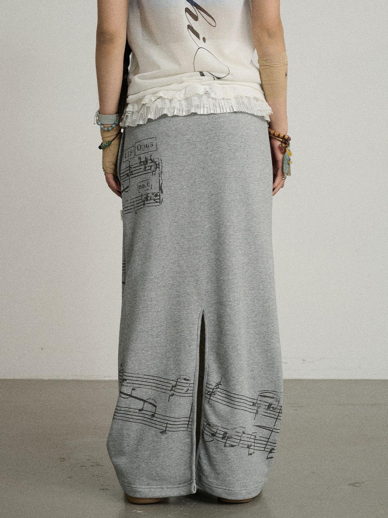 Achihara Emotional A-Line Skirt With Musical Print