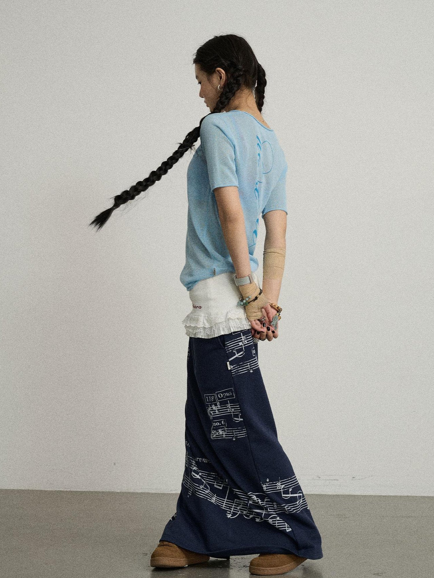 Achihara Emotional A-Line Skirt With Musical Print