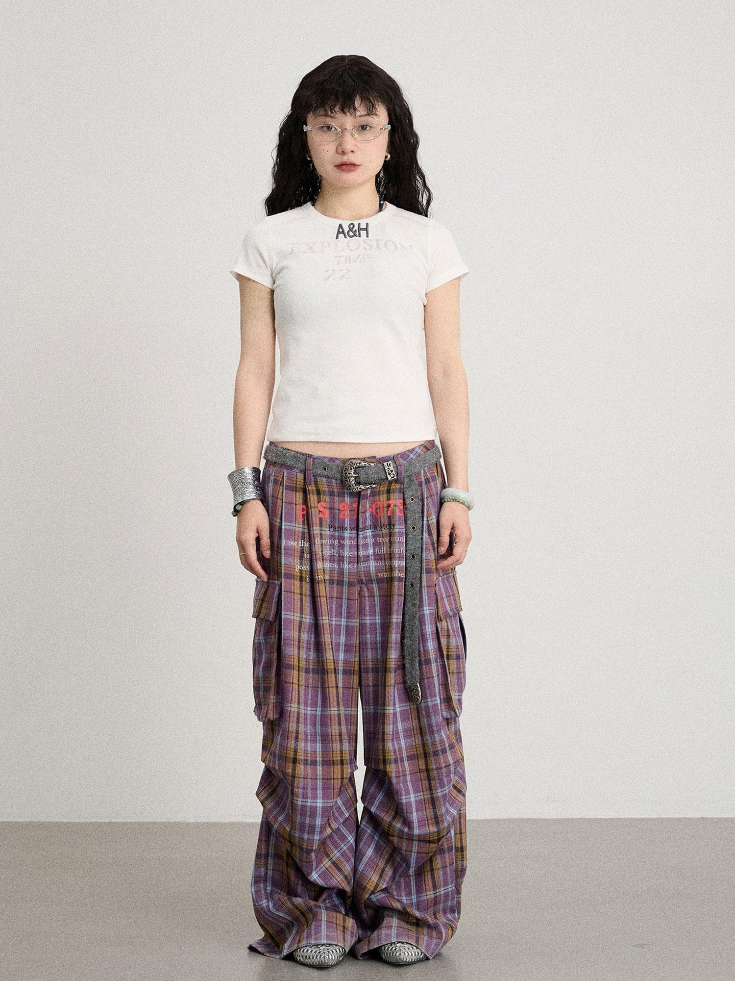 Achihara Explosion Color Block Ribbed Lettering Tee
