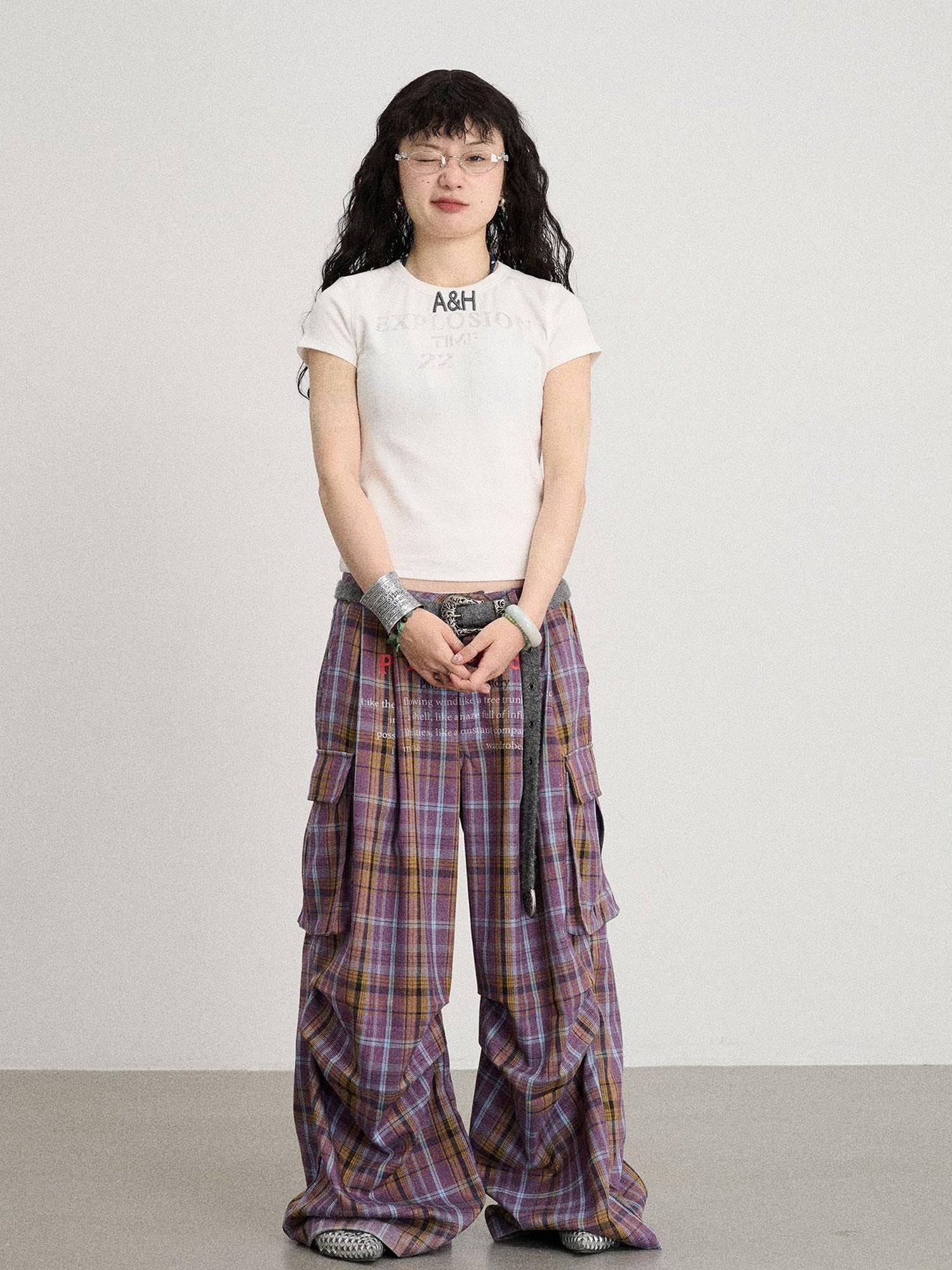 Achihara Explosion Color Block Ribbed Lettering Tee
