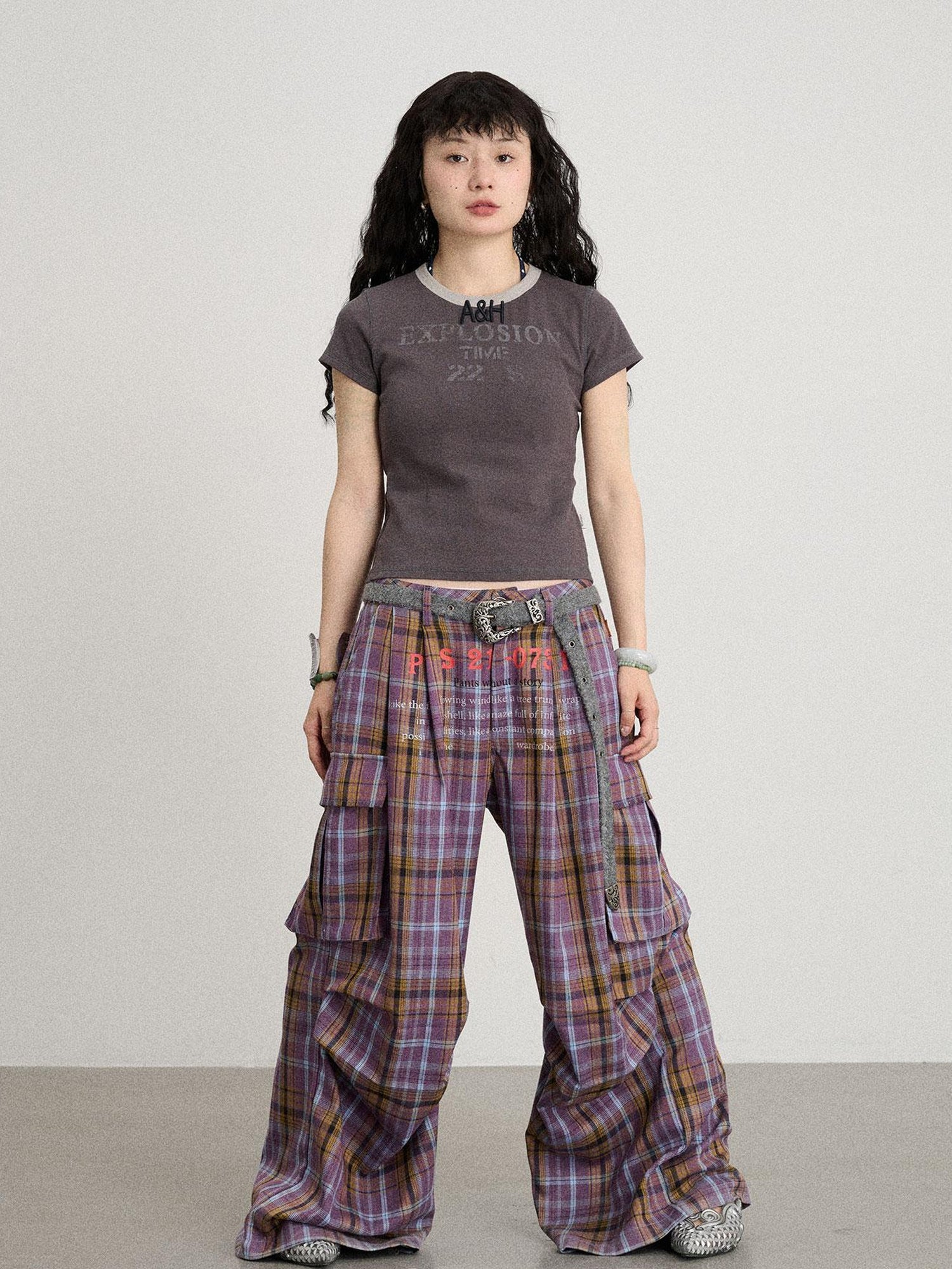 Achihara Explosion Color Block Ribbed Lettering Tee