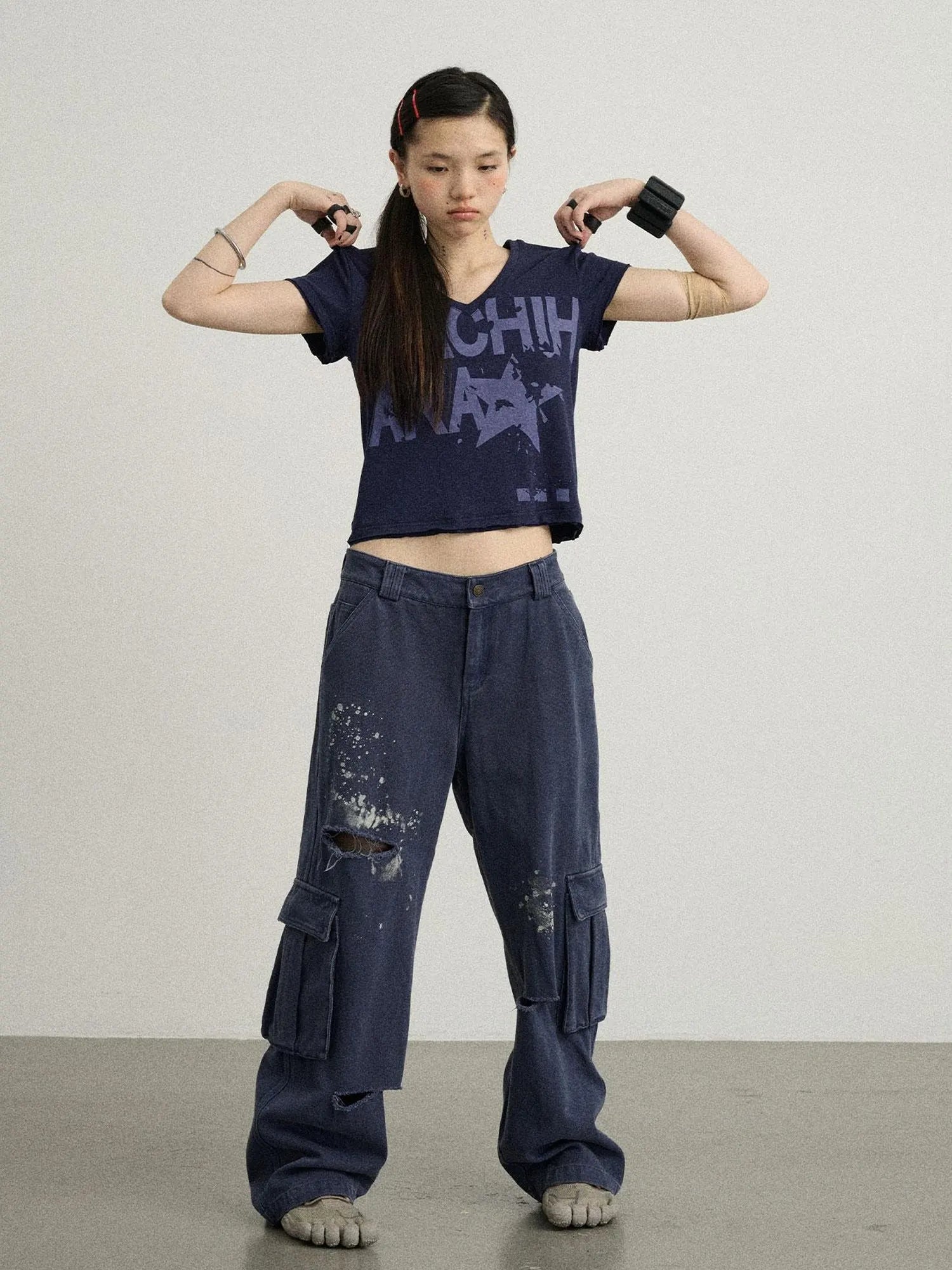 Faded Ink Canvas Cargo Pants